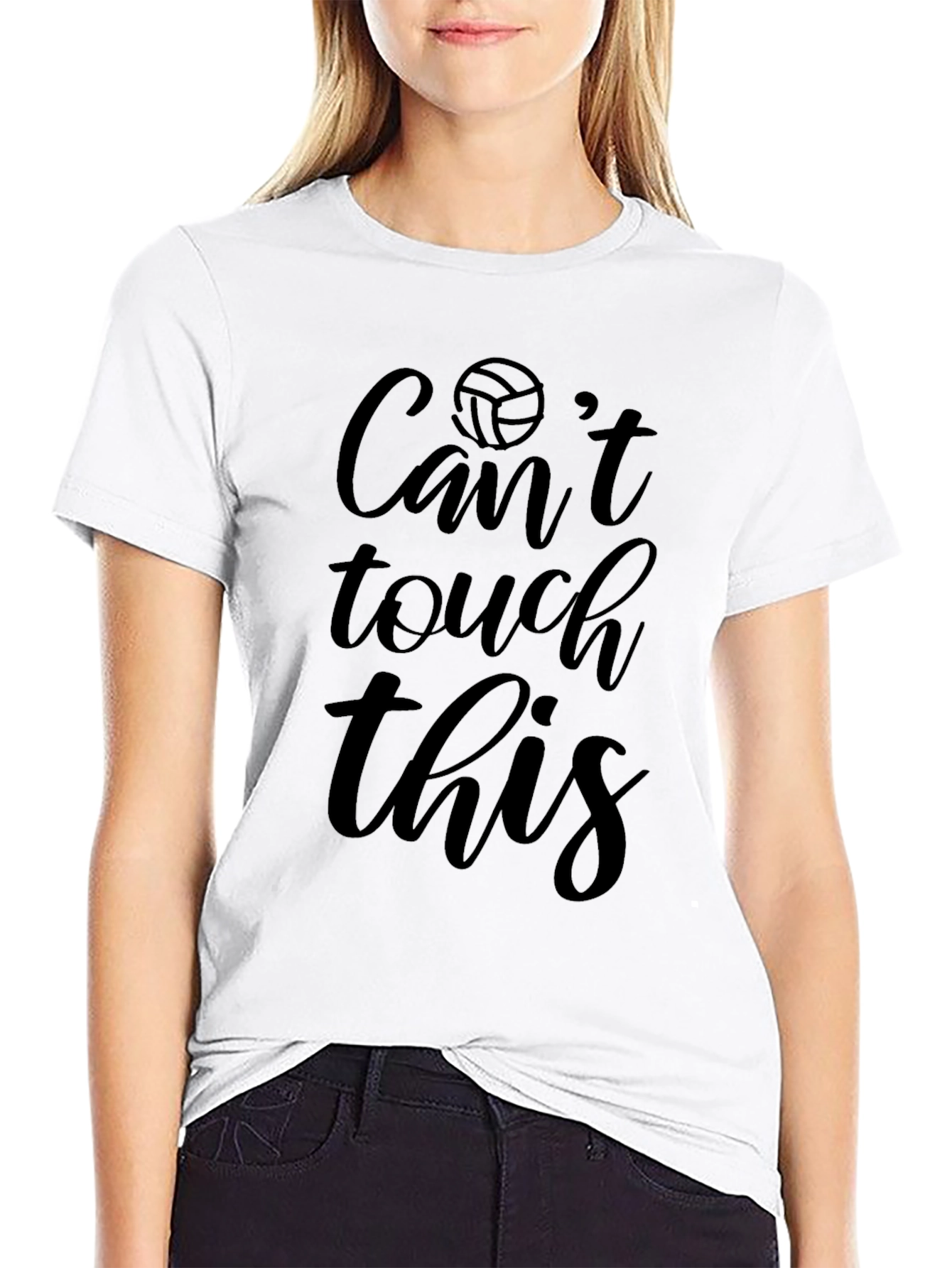 Volleyball Cant Touch This Black T-Shirt