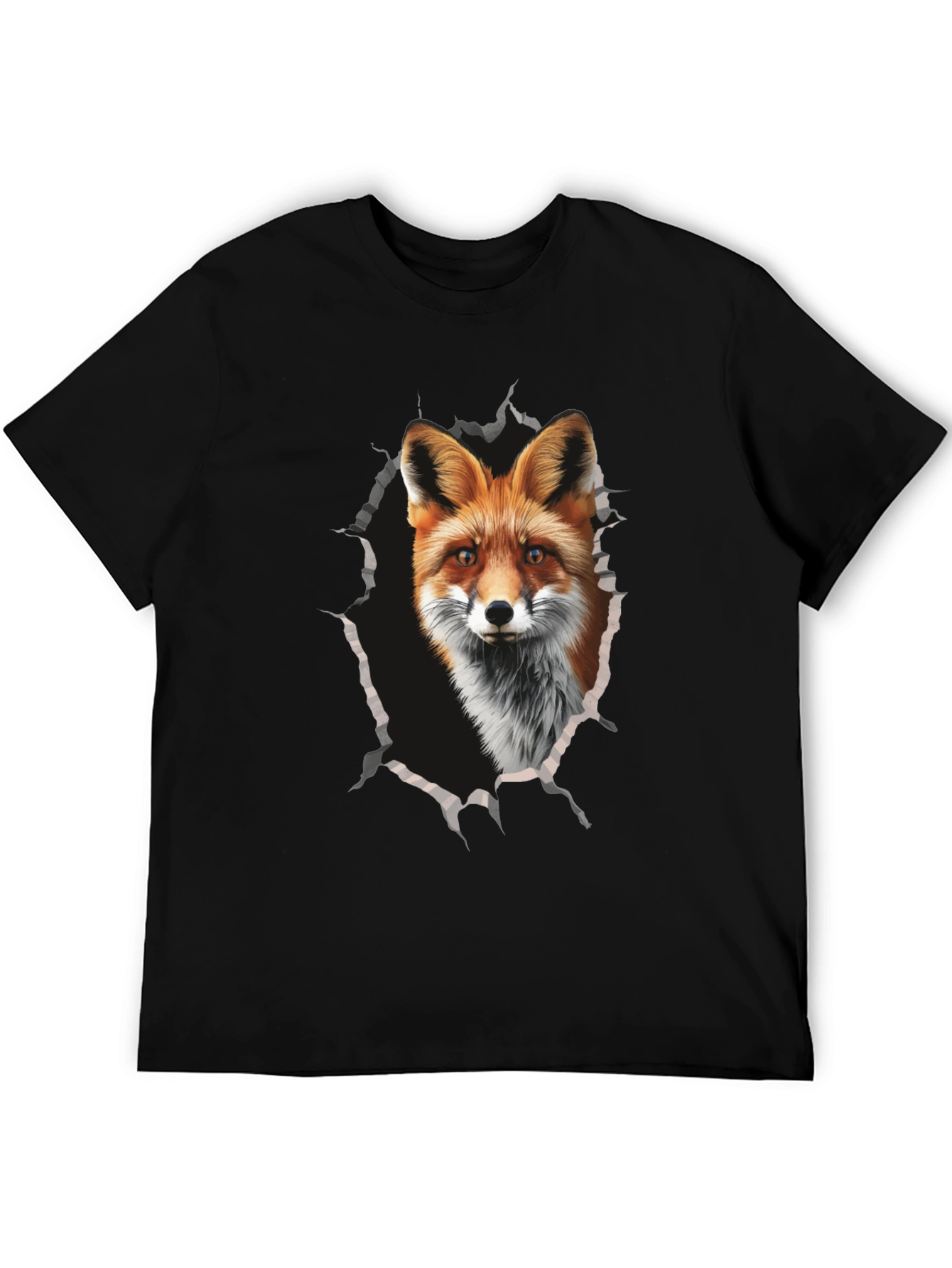 Fox Graphic Print Tee - Mens Black T-Shirt