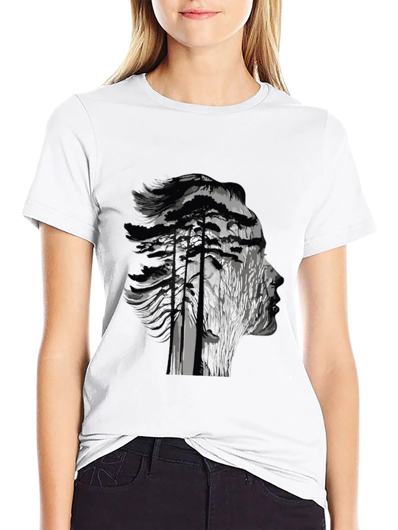 Nature Silhouette Graphic Black T-Shirt