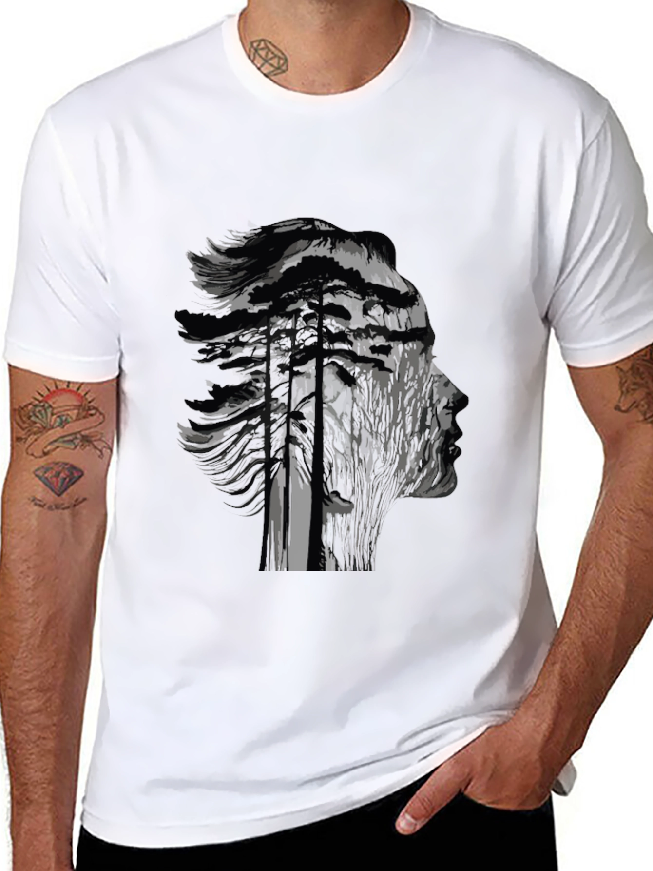 Nature Silhouette Graphic Black T-Shirt