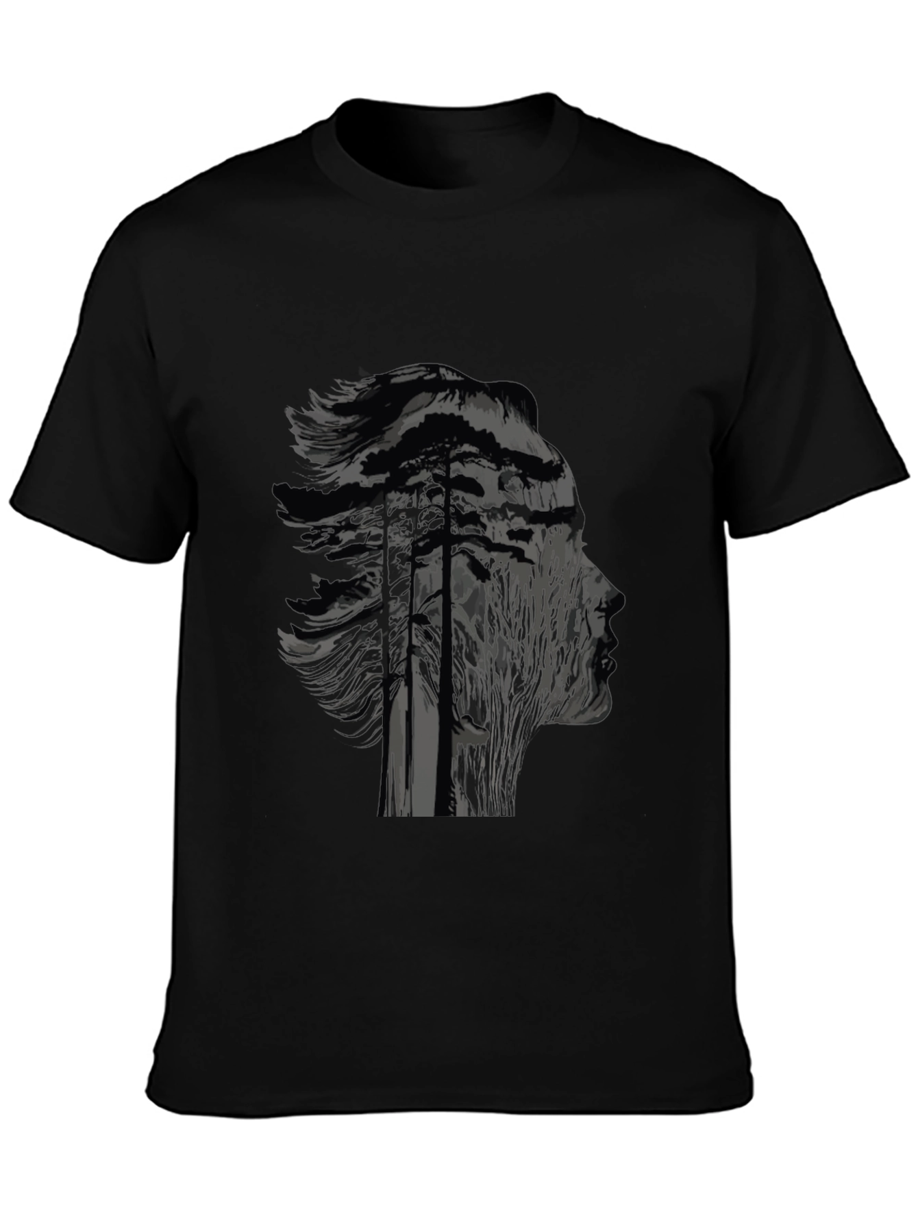 Nature Silhouette Graphic Black T-Shirt