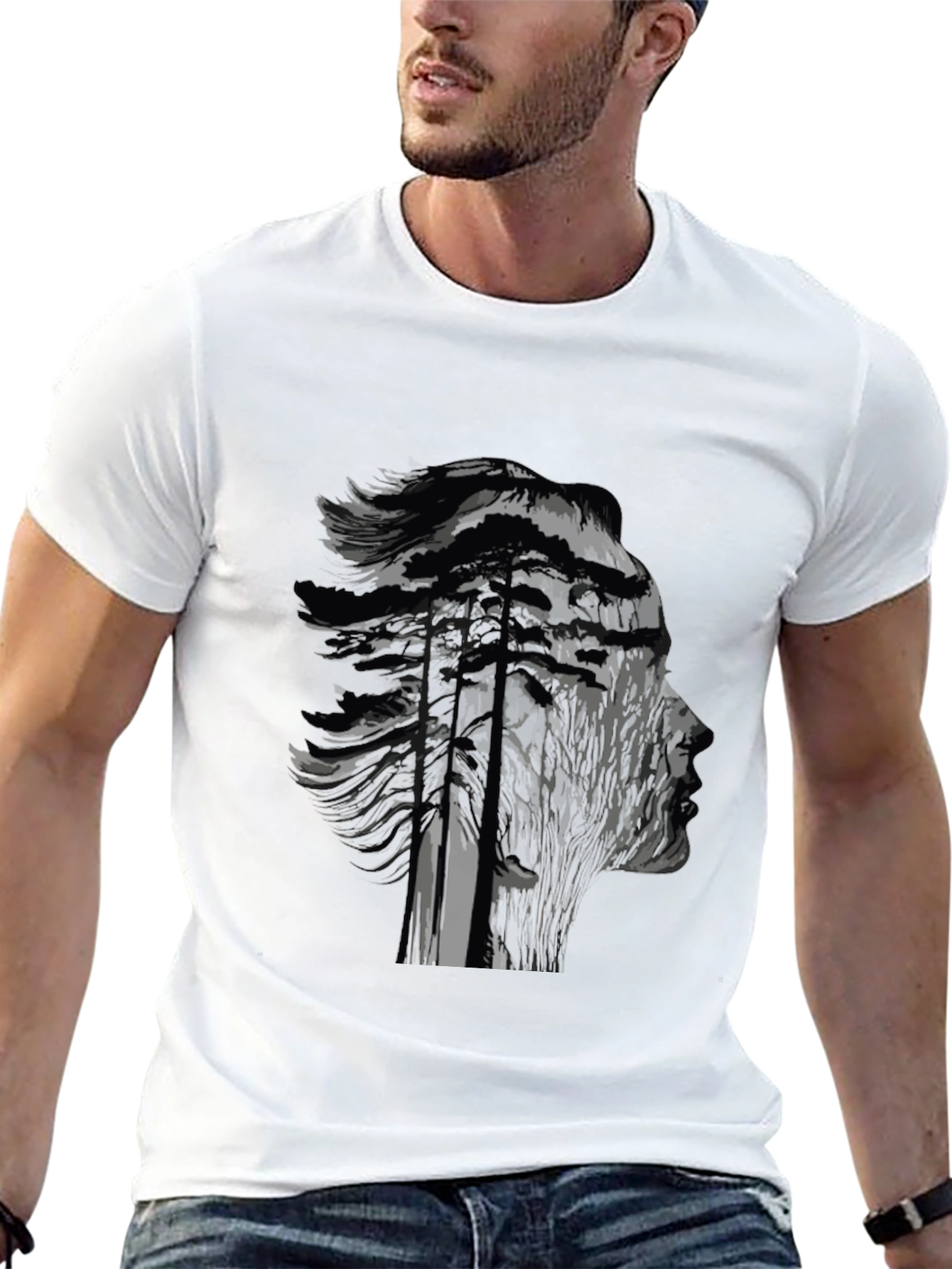 Nature Silhouette Graphic Black T-Shirt