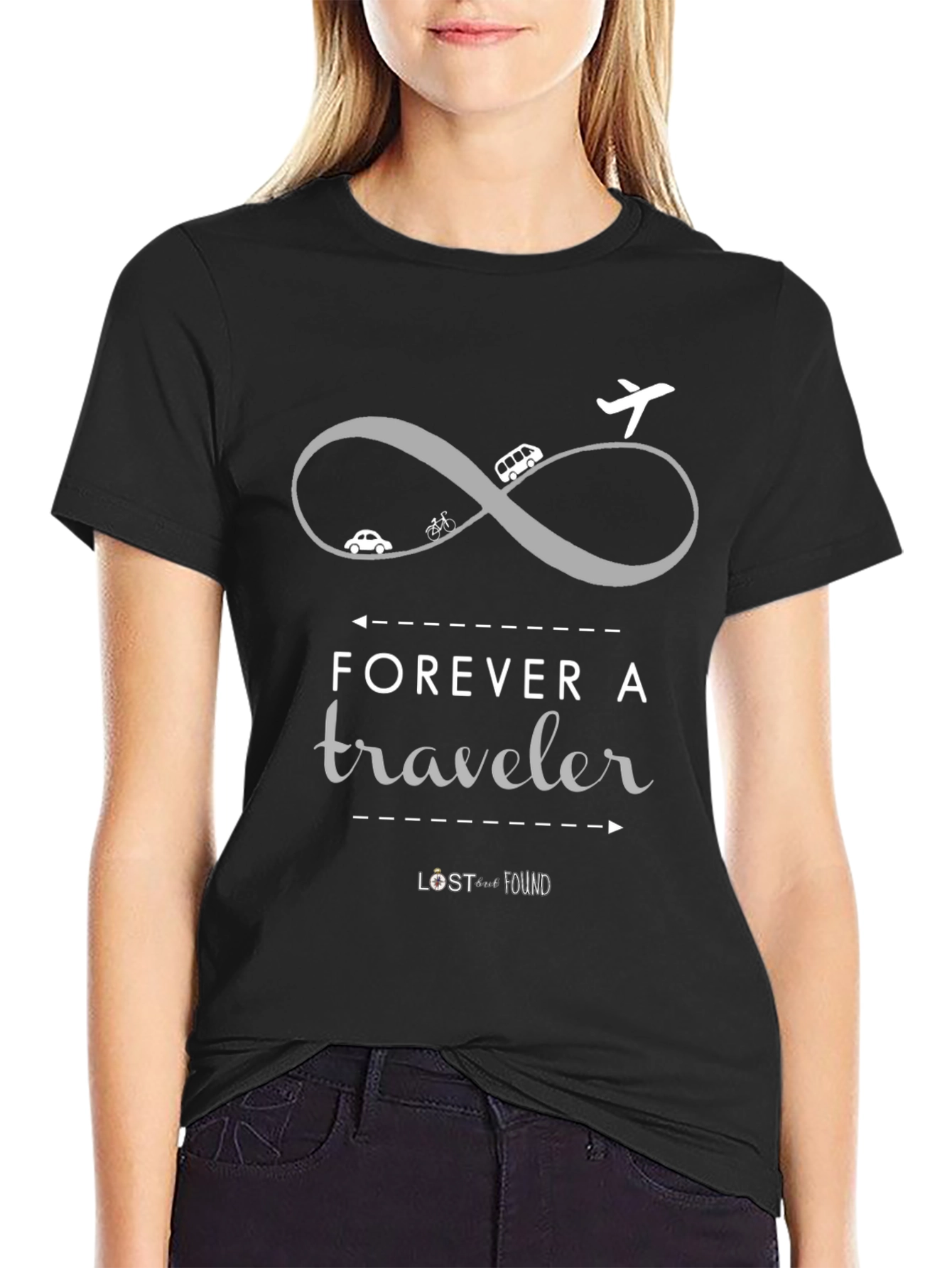 Forever A Traveler Graphic Tee - Black