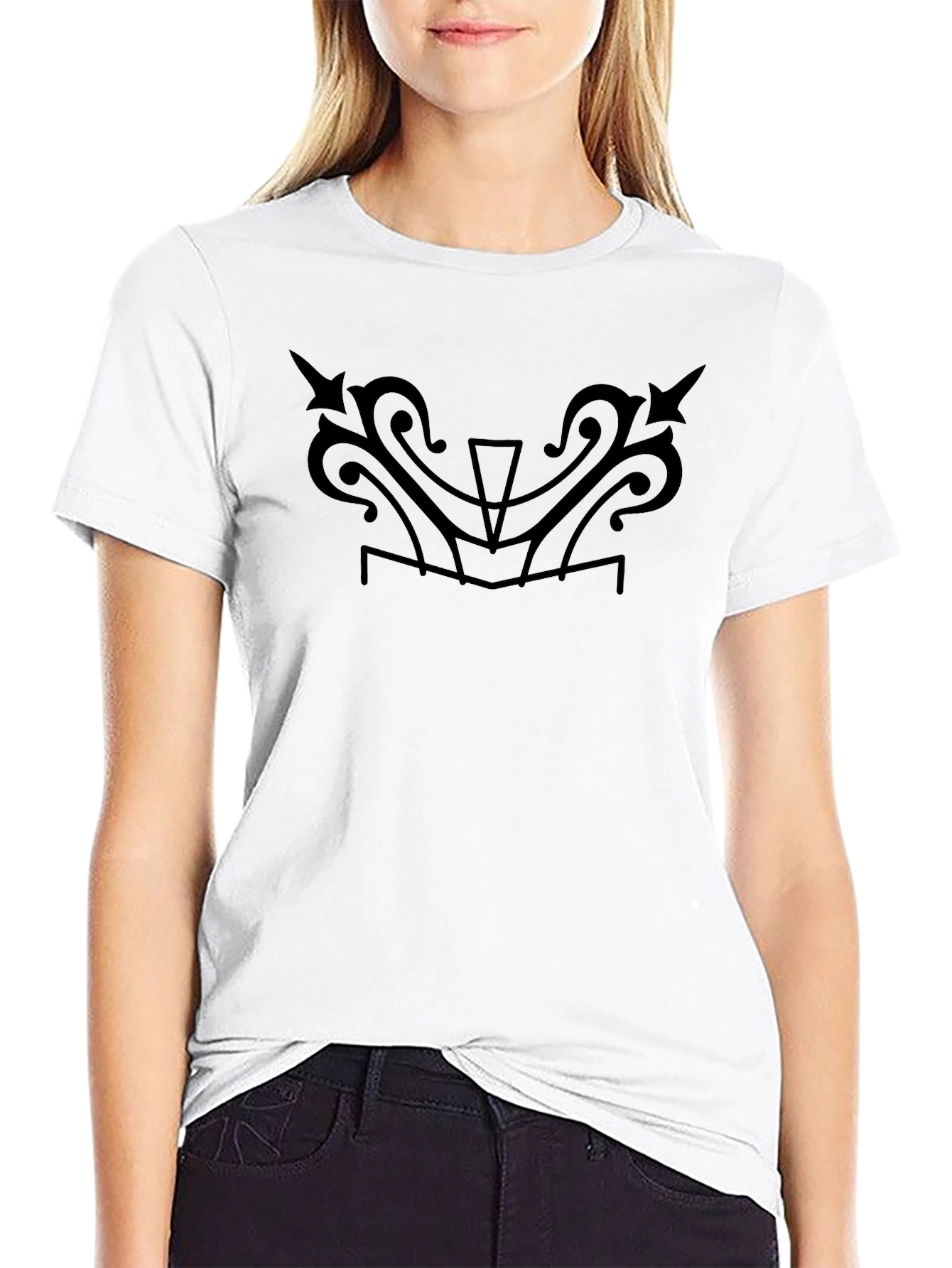 Stylish Black T-Shirt with Unique Tribal Design