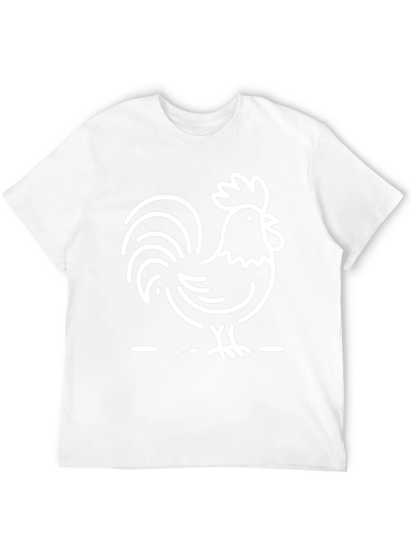Black T-Shirt with White Rooster Graphic