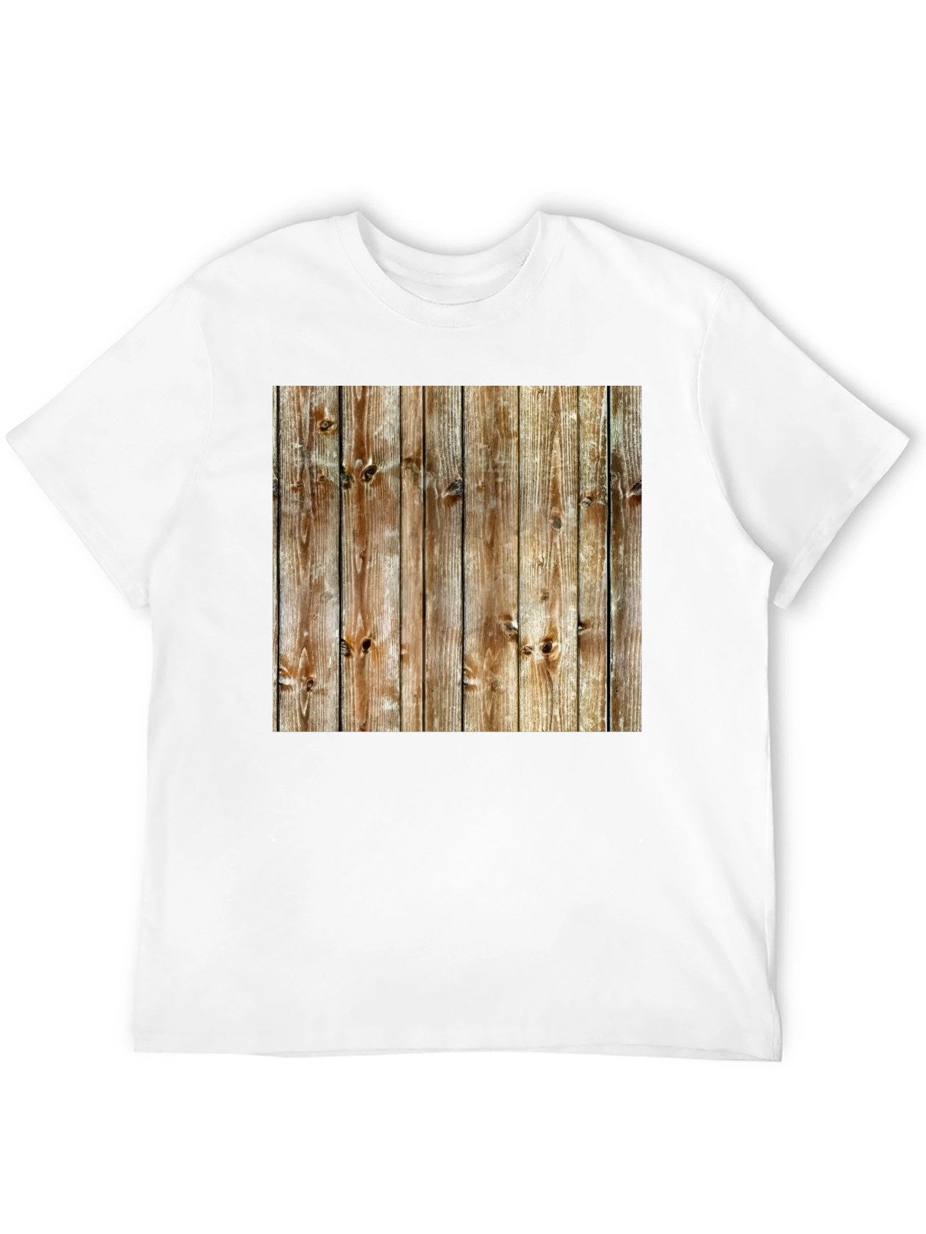 Rustic Wood Grain Print Black T-Shirt