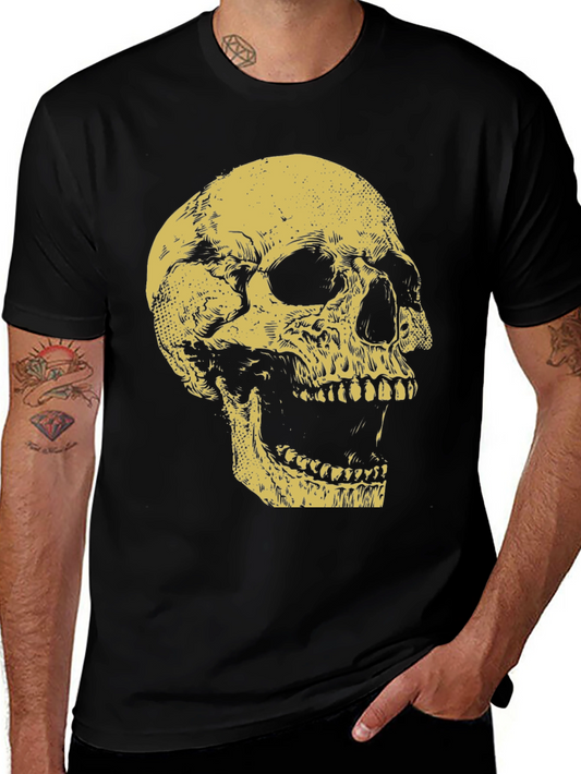 Skull Graphic Tee - Vintage Style Mens Black T-Shirt