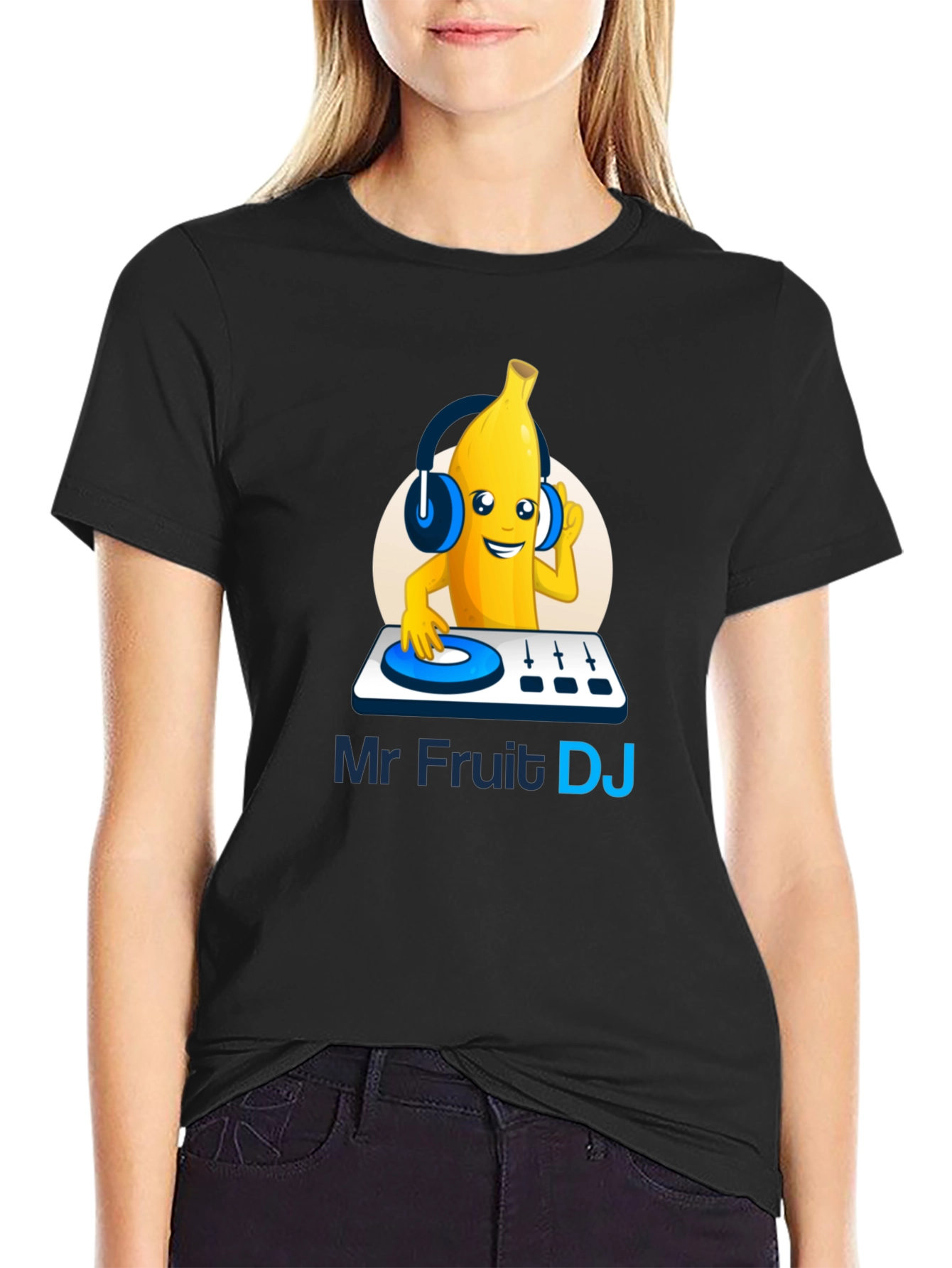 Mr Fruit DJ T-Shirt - Black Cotton Graphic Tee