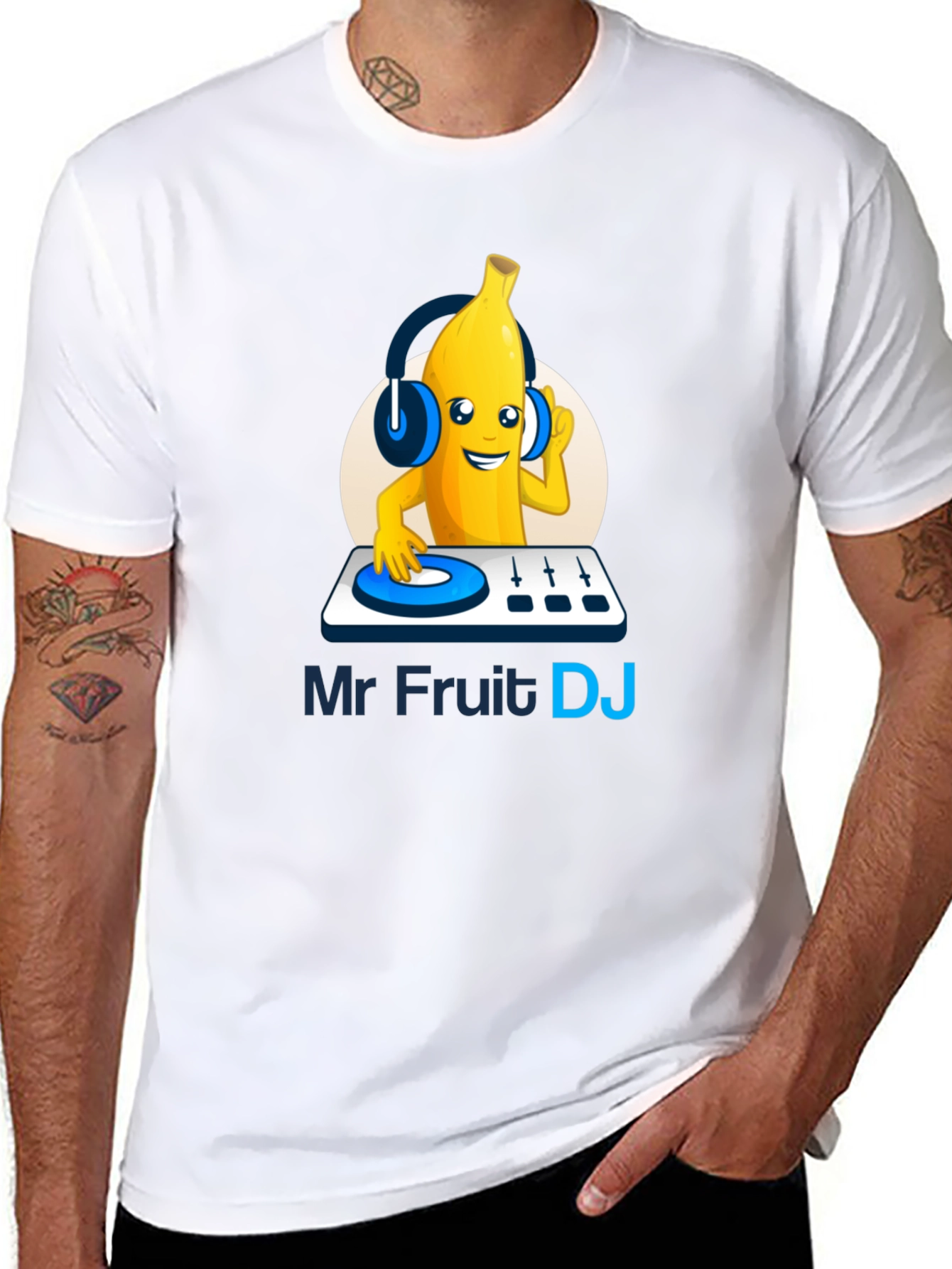 Mr Fruit DJ T-Shirt - Black Cotton Graphic Tee