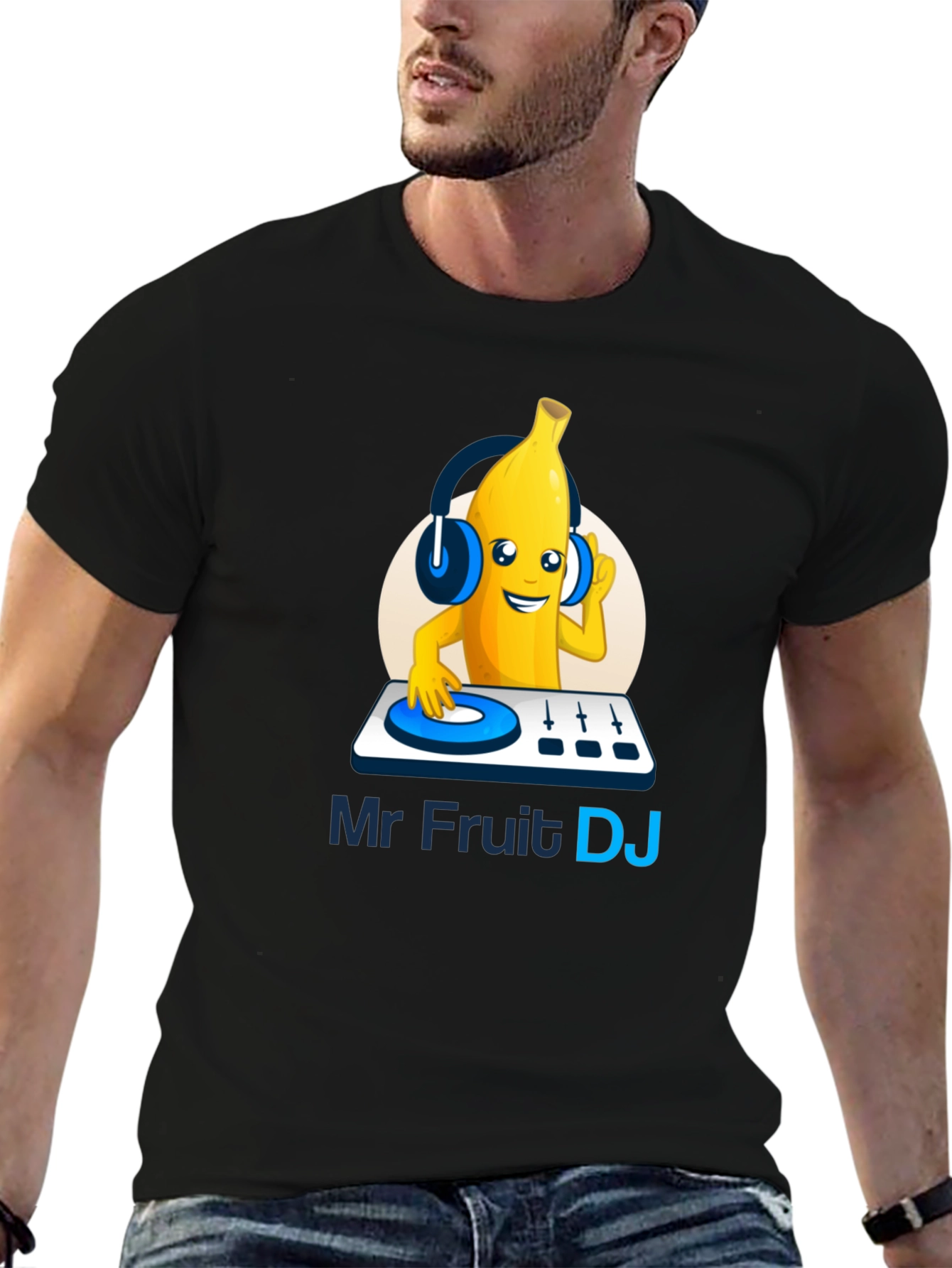 Mr Fruit DJ T-Shirt - Black Cotton Graphic Tee