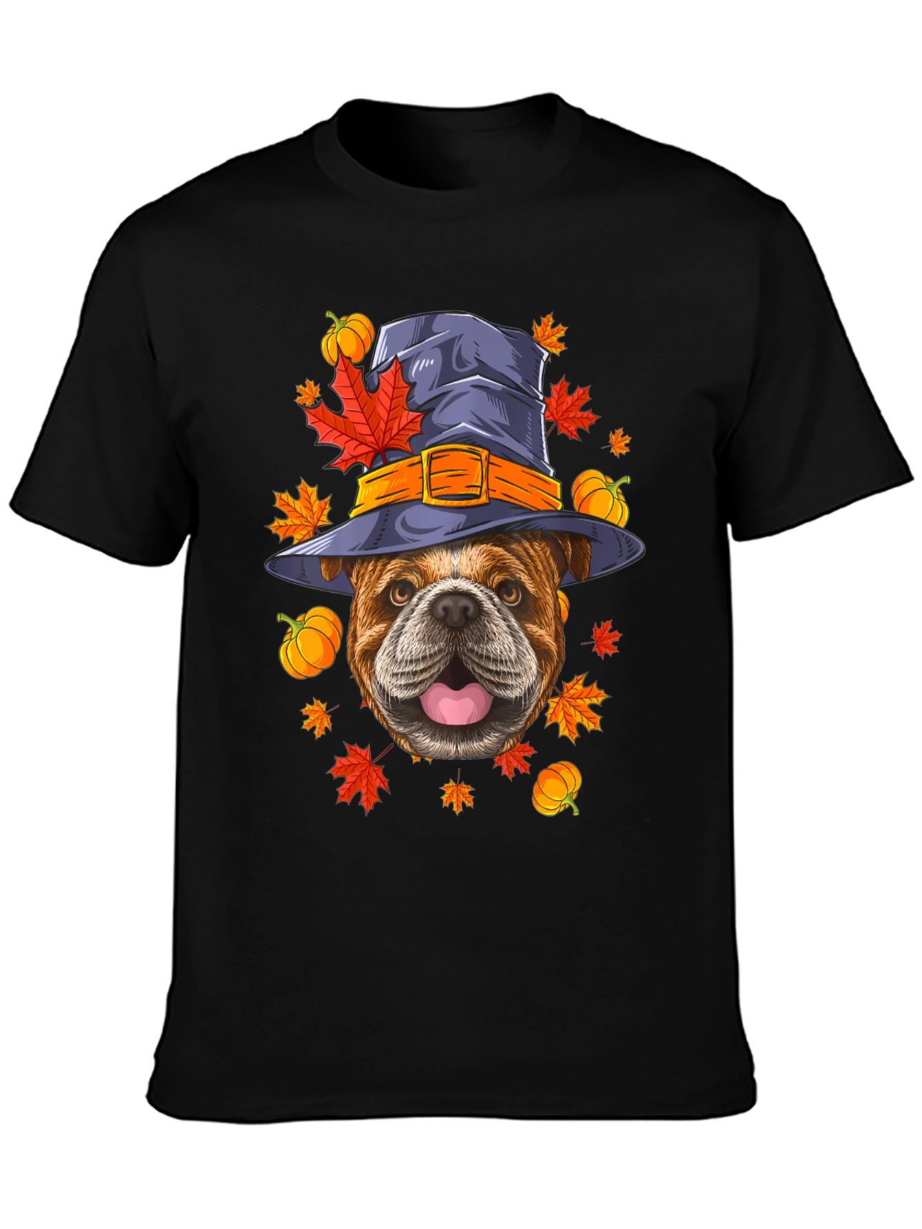 Bulldog Witch Hat Fall T-Shirt