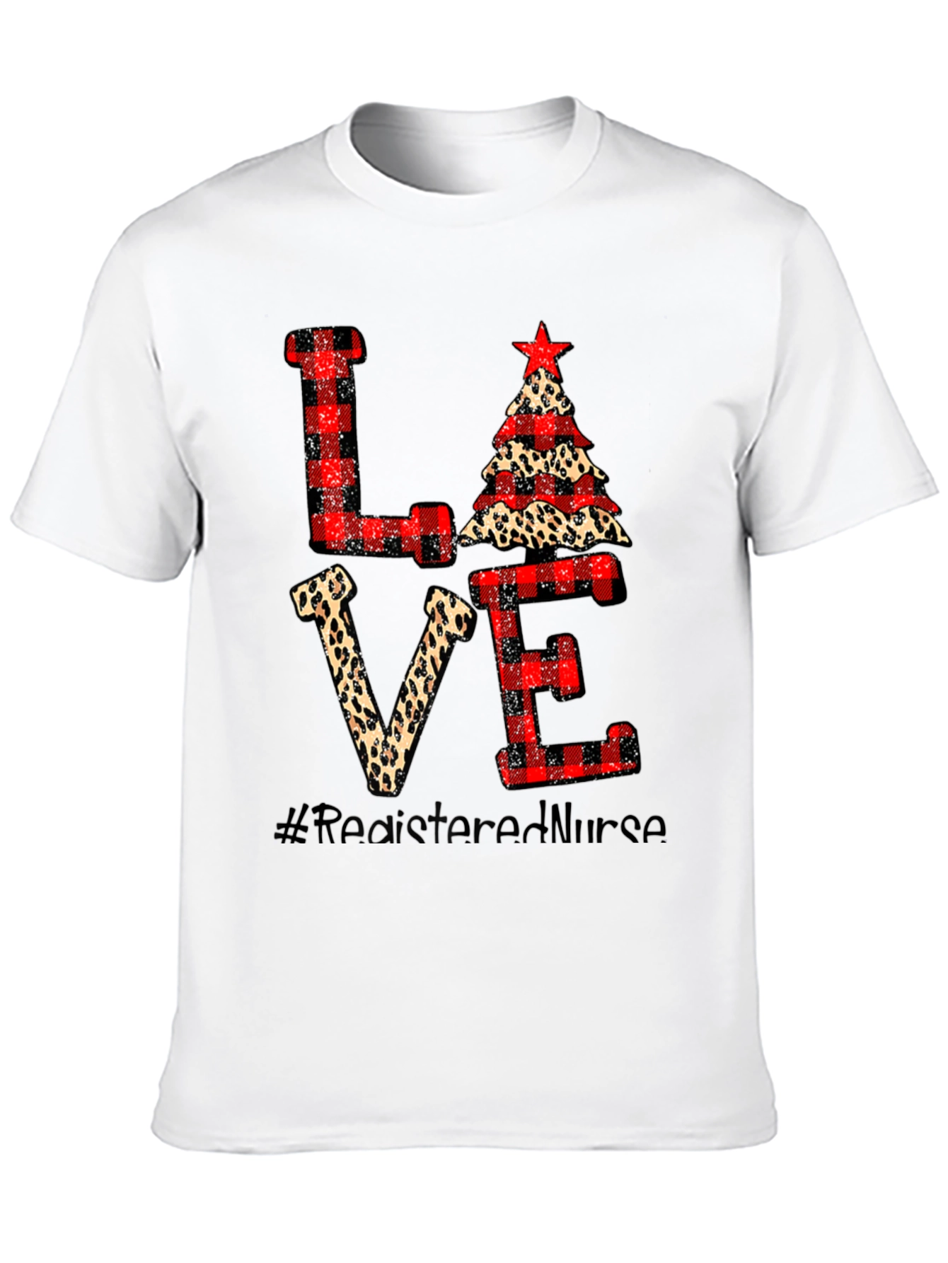 LOVE Registered Nurse Christmas Themed Black T-Shirt