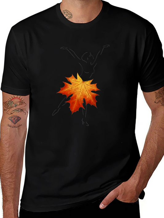 Autumn Leaf Dancer Graphic Tee - Black Cotton Comfort