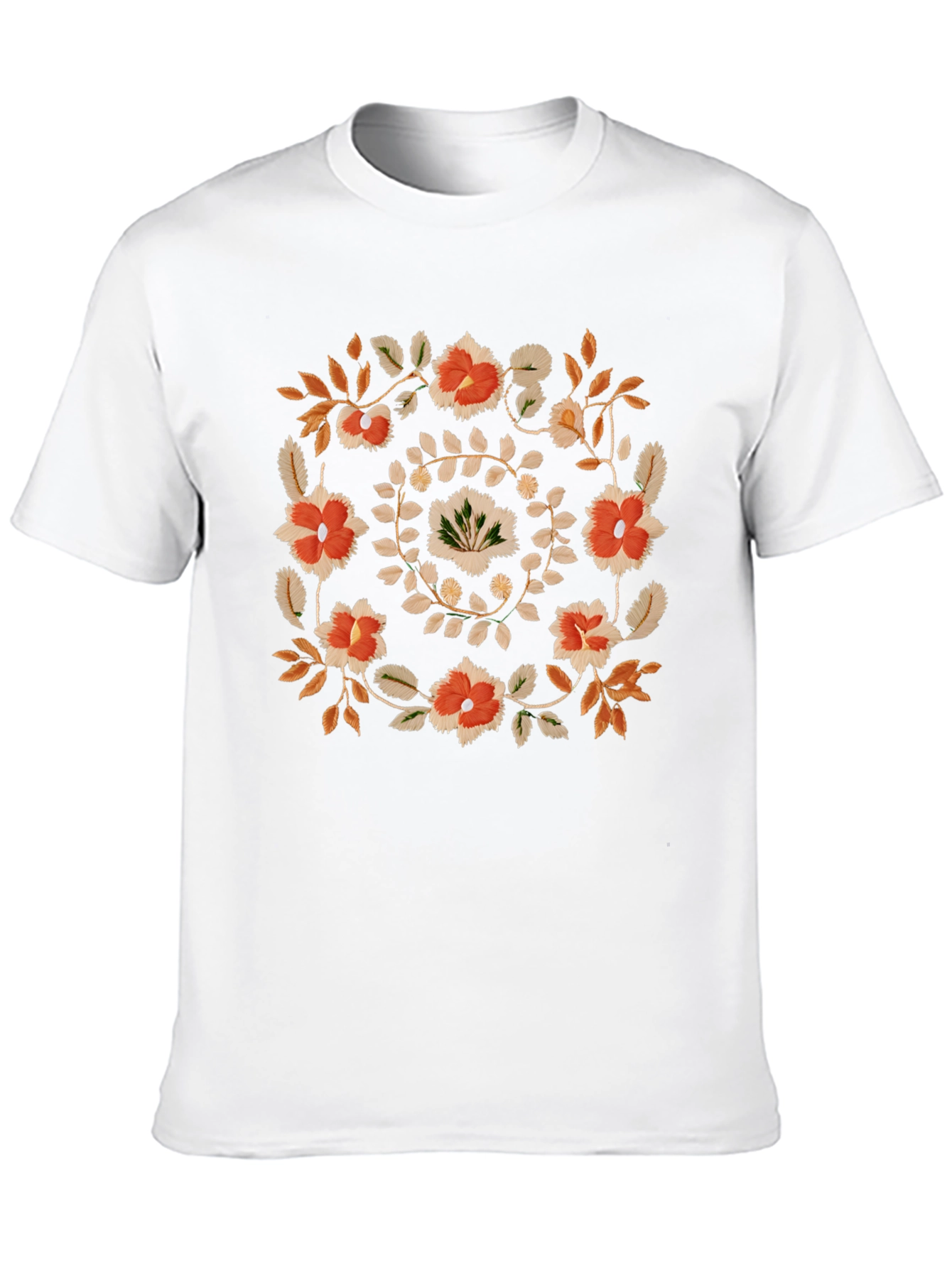 Floral Wreath Graphic Tee - Casual Black T-Shirt