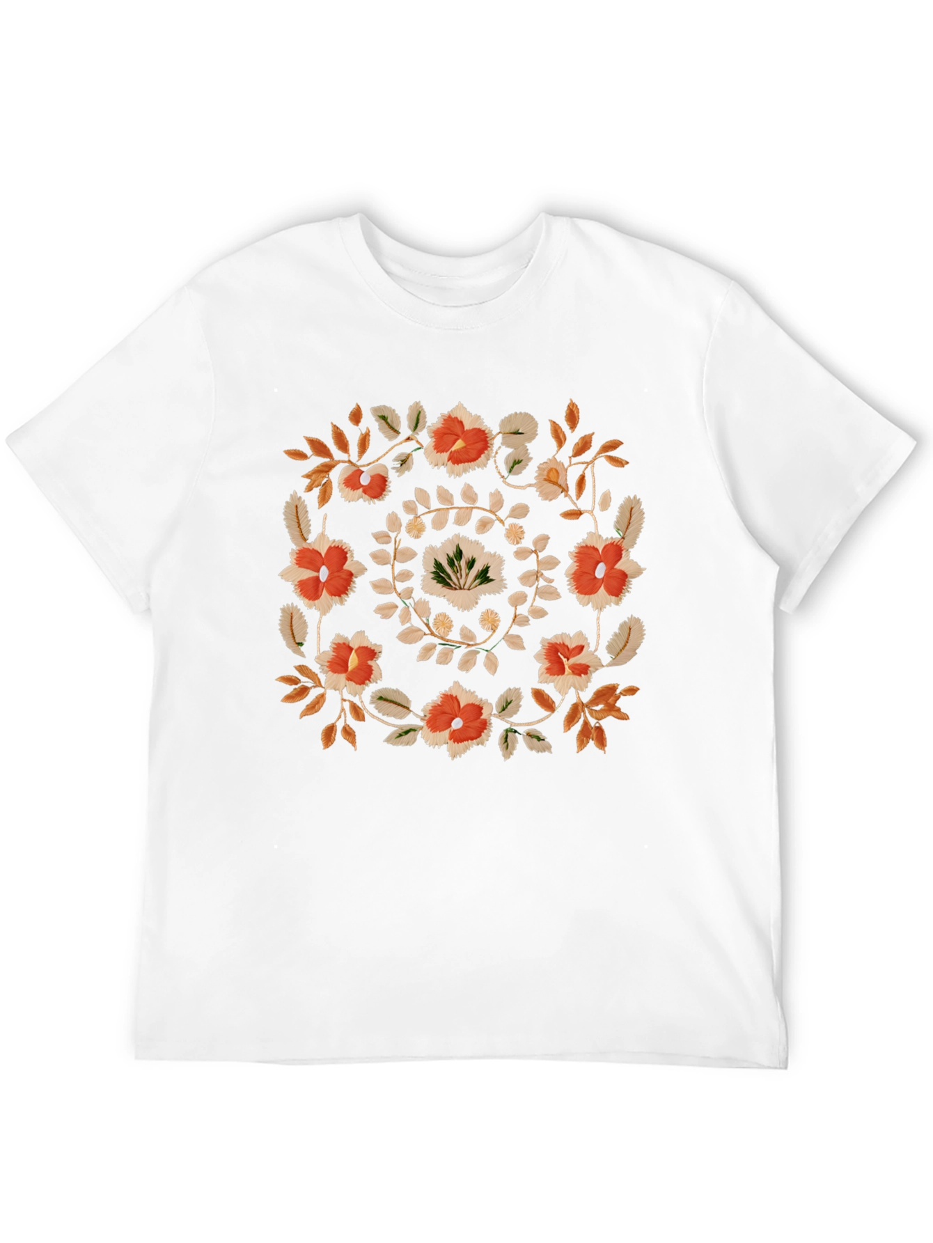 Floral Wreath Graphic Tee - Casual Black T-Shirt