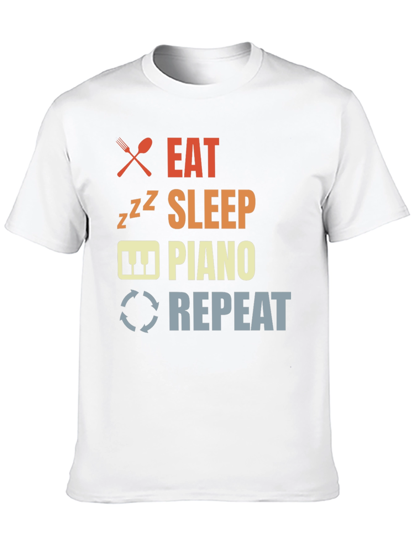 Eat Sleep Piano Repeat Black Graphic T-Shirt