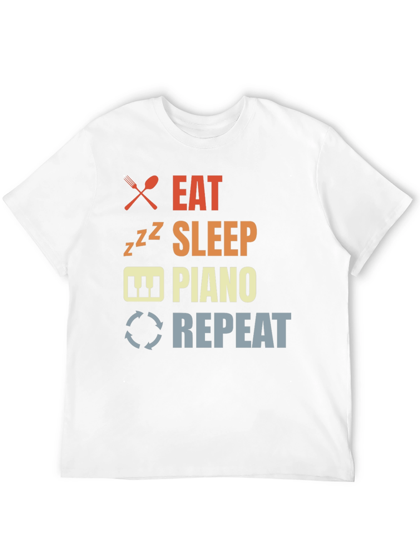 Eat Sleep Piano Repeat Black Graphic T-Shirt