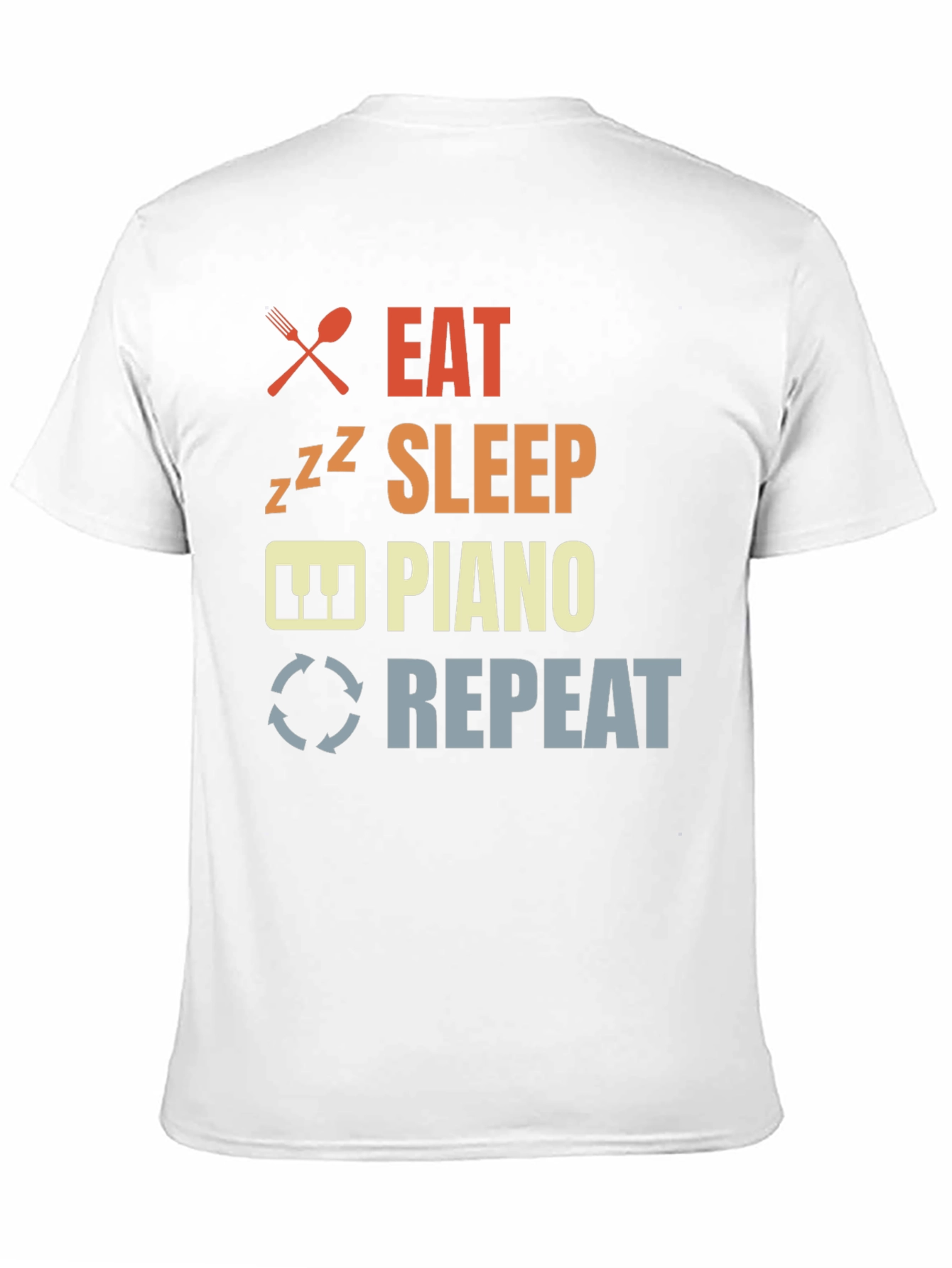 Eat Sleep Piano Repeat Black Graphic T-Shirt