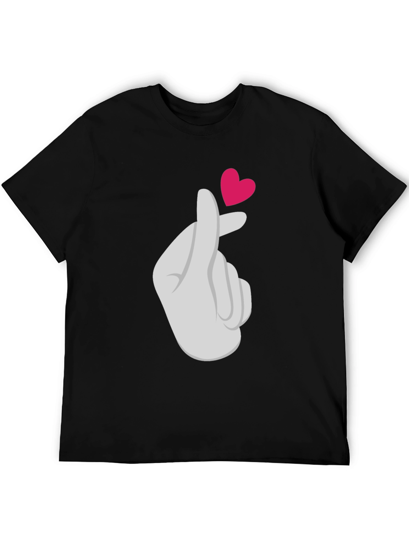 Heart Finger Gesture Graphic Tee - Trendy Casual Top