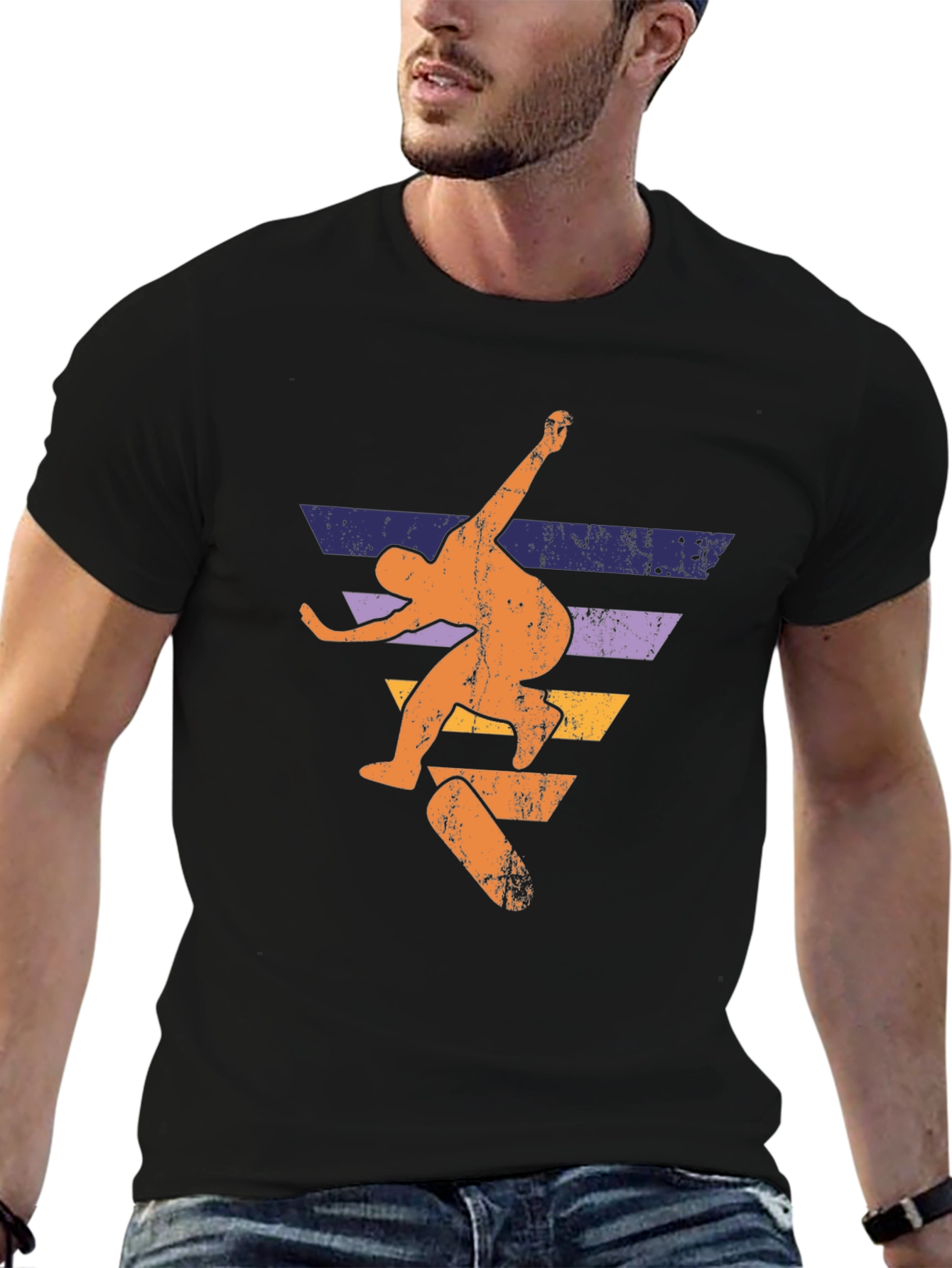 Skateboarding Retro Graphic Tee - Black