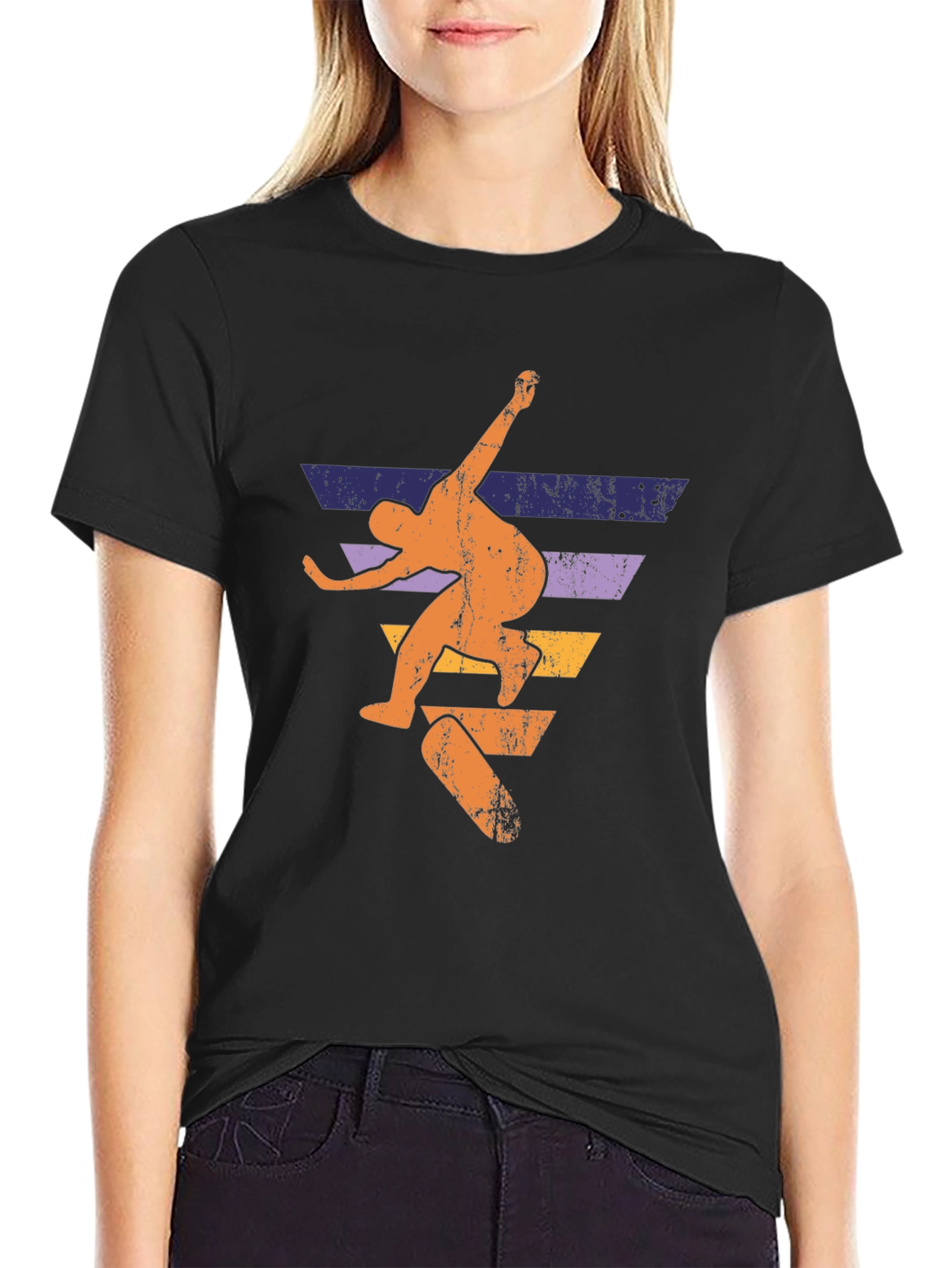Skateboarding Retro Graphic Tee - Black