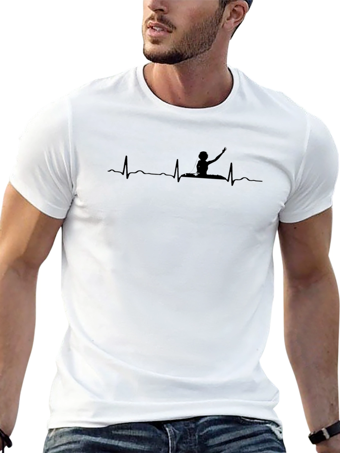 Kayaking Heartbeat Tee - Black Graphic T-Shirt