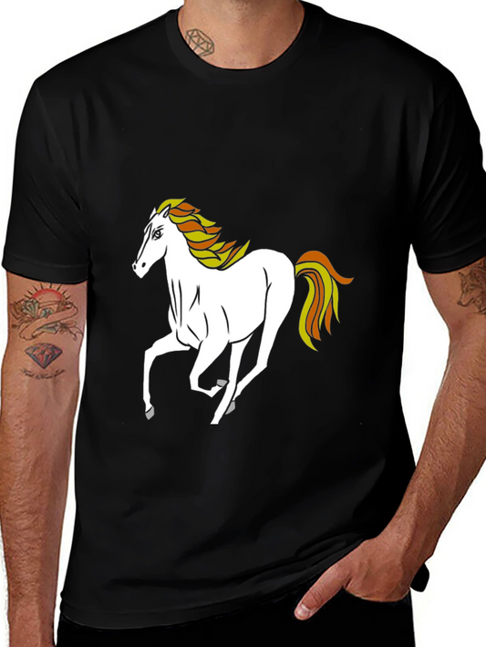 Black Horse Graphic Tee - Mens Casual Shirt
