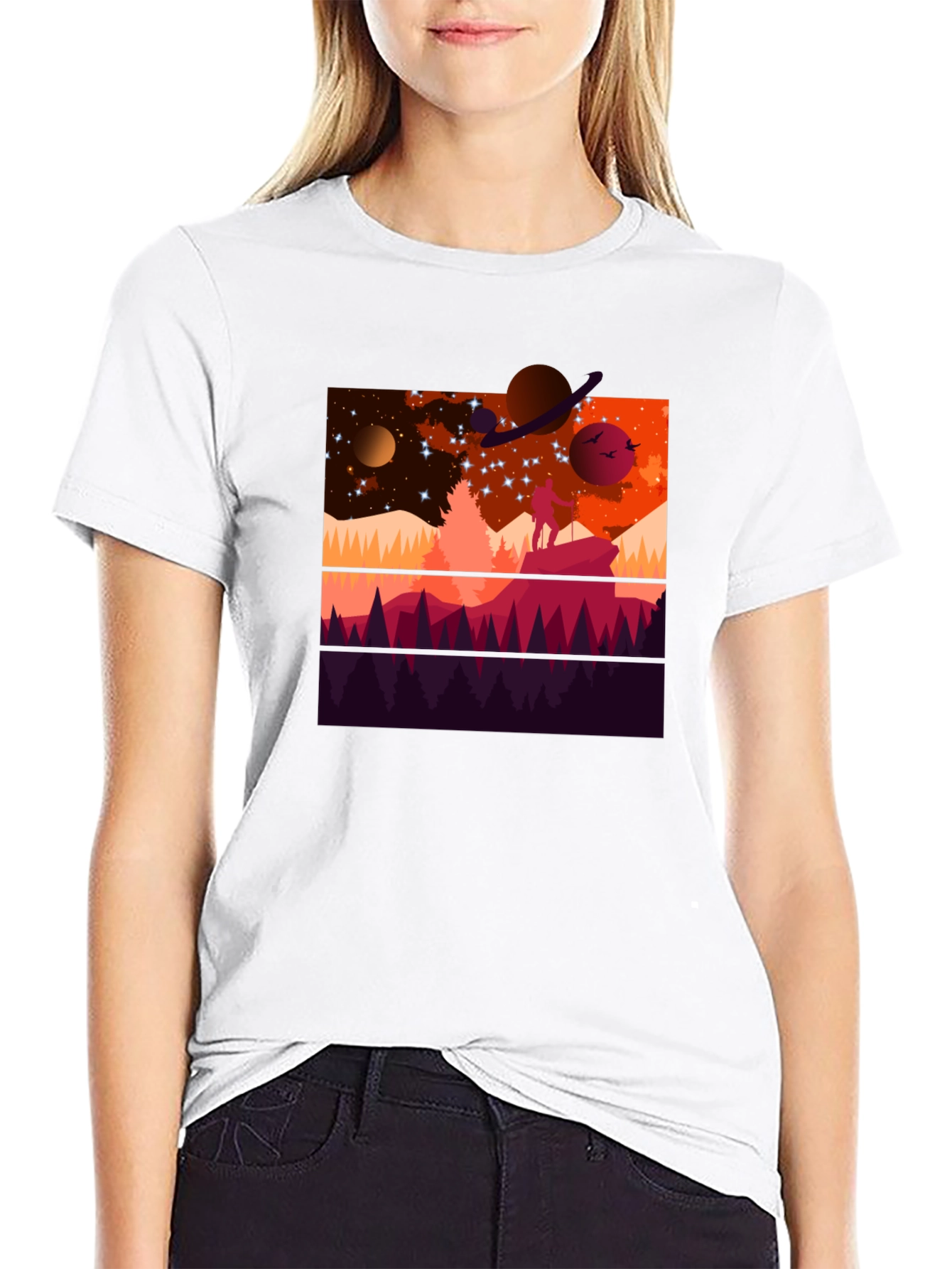 Cosmic Explorer Graphic Tee - Black Cotton T-Shirt