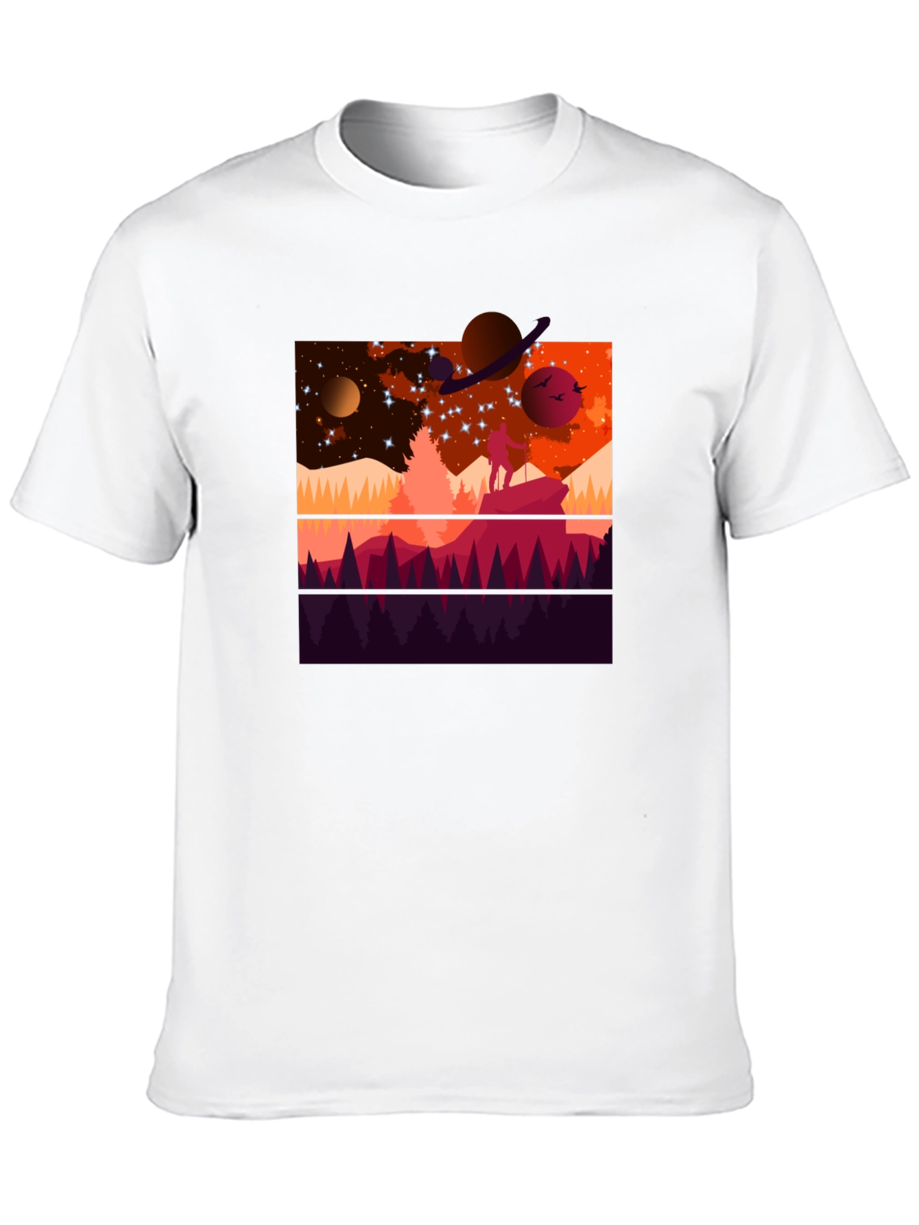 Cosmic Explorer Graphic Tee - Black Cotton T-Shirt