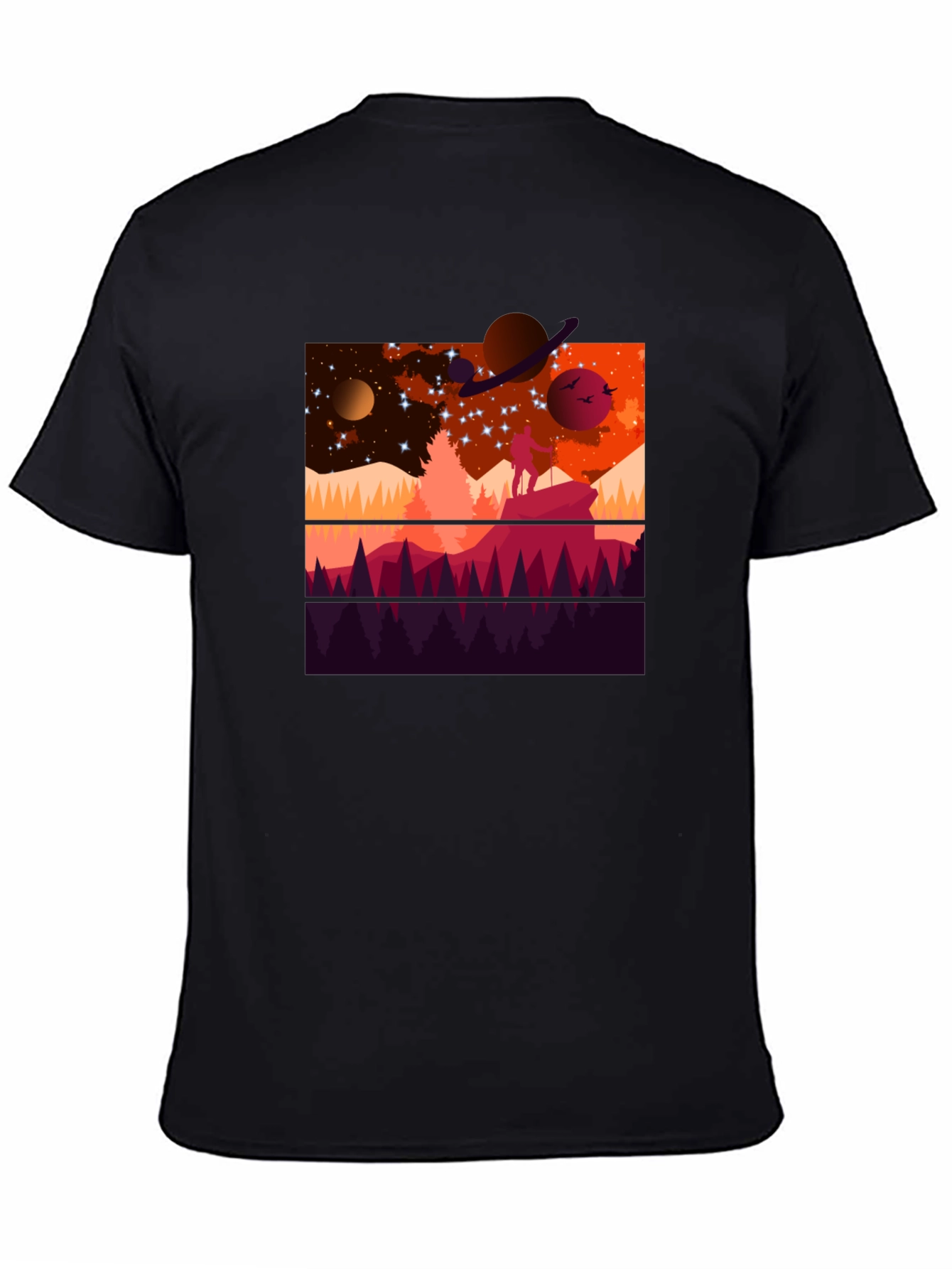 Cosmic Explorer Graphic Tee - Black Cotton T-Shirt