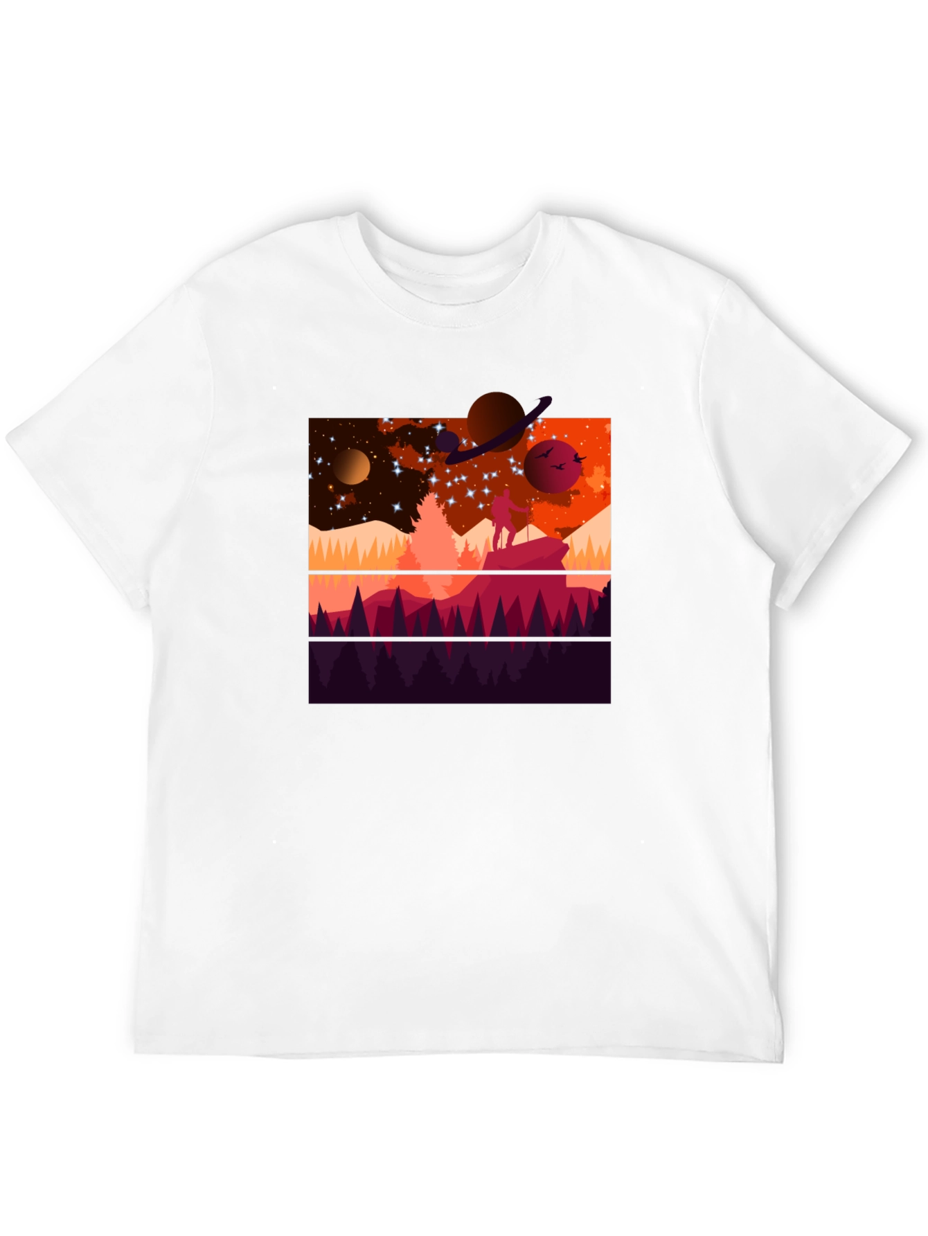 Cosmic Explorer Graphic Tee - Black Cotton T-Shirt