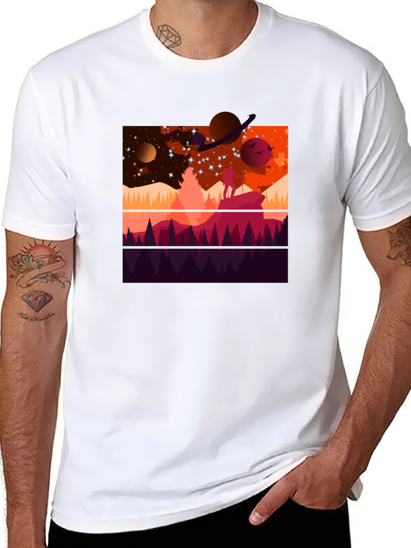 Cosmic Explorer Graphic Tee - Black Cotton T-Shirt