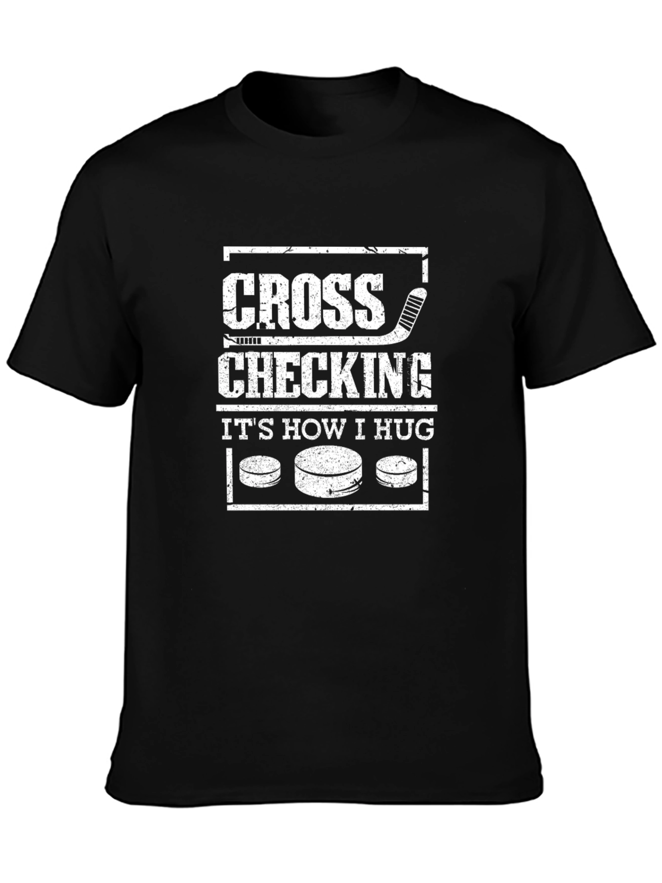 Cross Checking Hockey T-Shirt - Funny Hockey Hug Tee