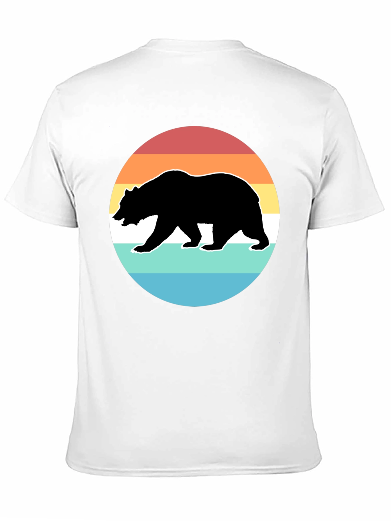 Retro Bear Sunset Graphic T-Shirt - Black