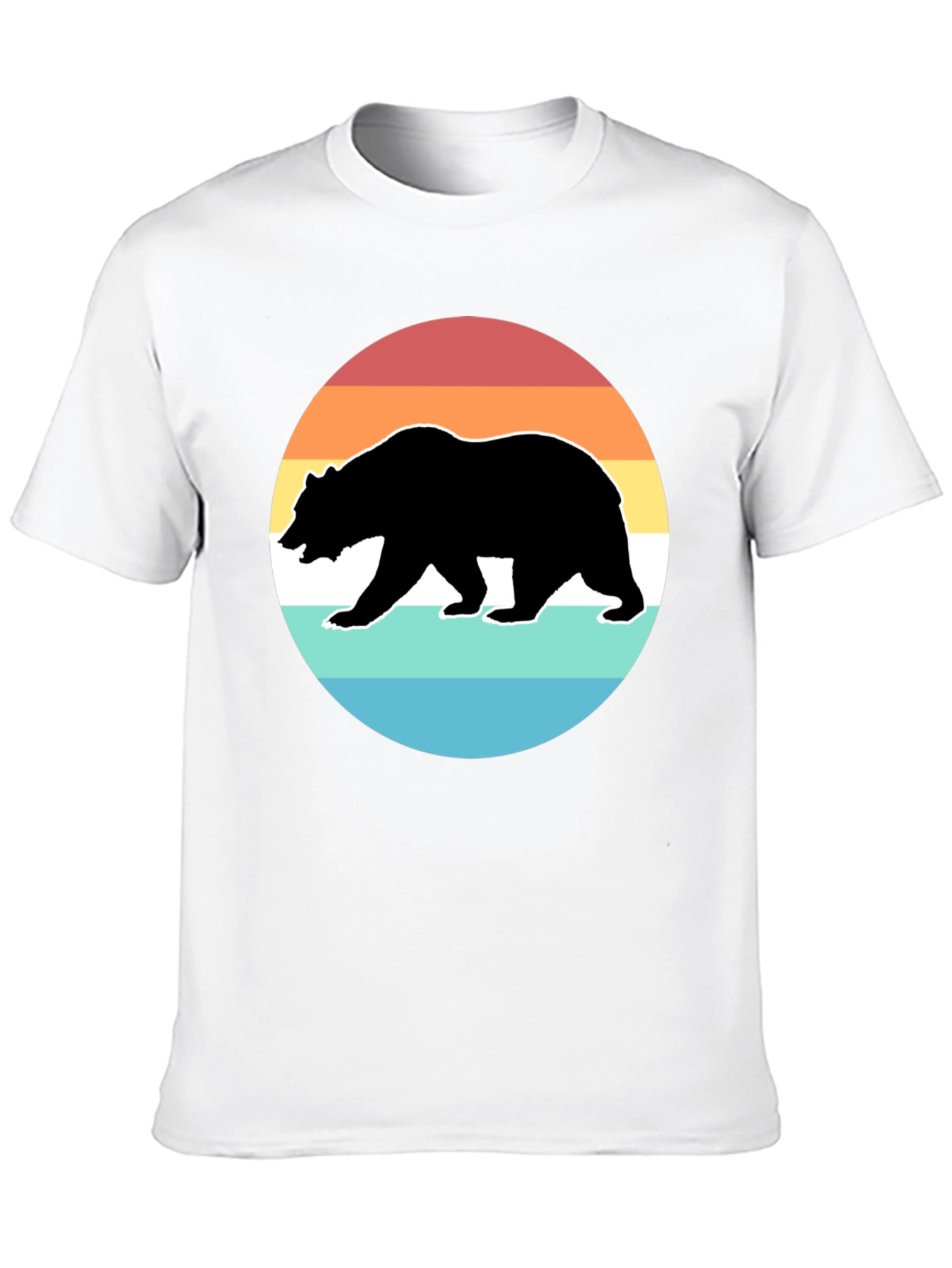 Retro Bear Sunset Graphic T-Shirt - Black