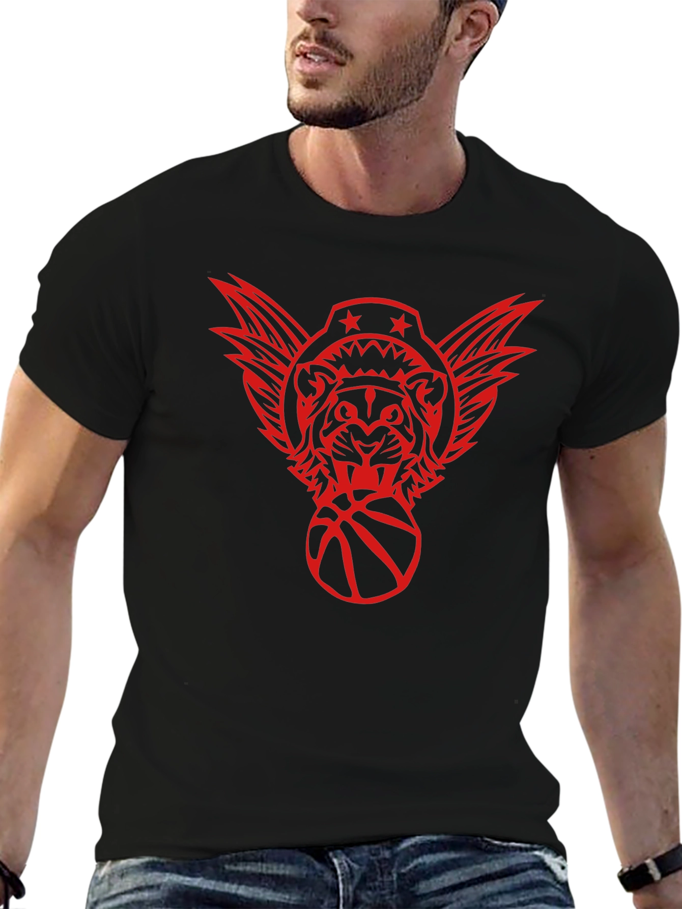 Graphic Print Tee - Tiger Basketball Design