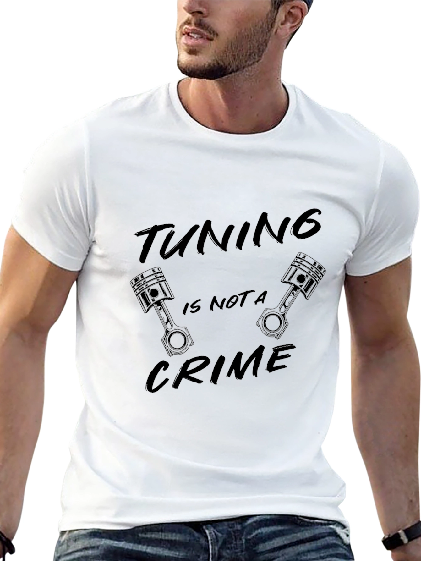 Tuning is Not a Crime Black Graphic T-Shirt