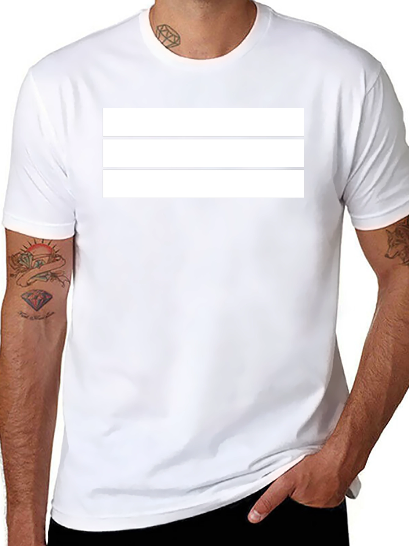 Minimalist Three Stripe Graphic Tee - Black