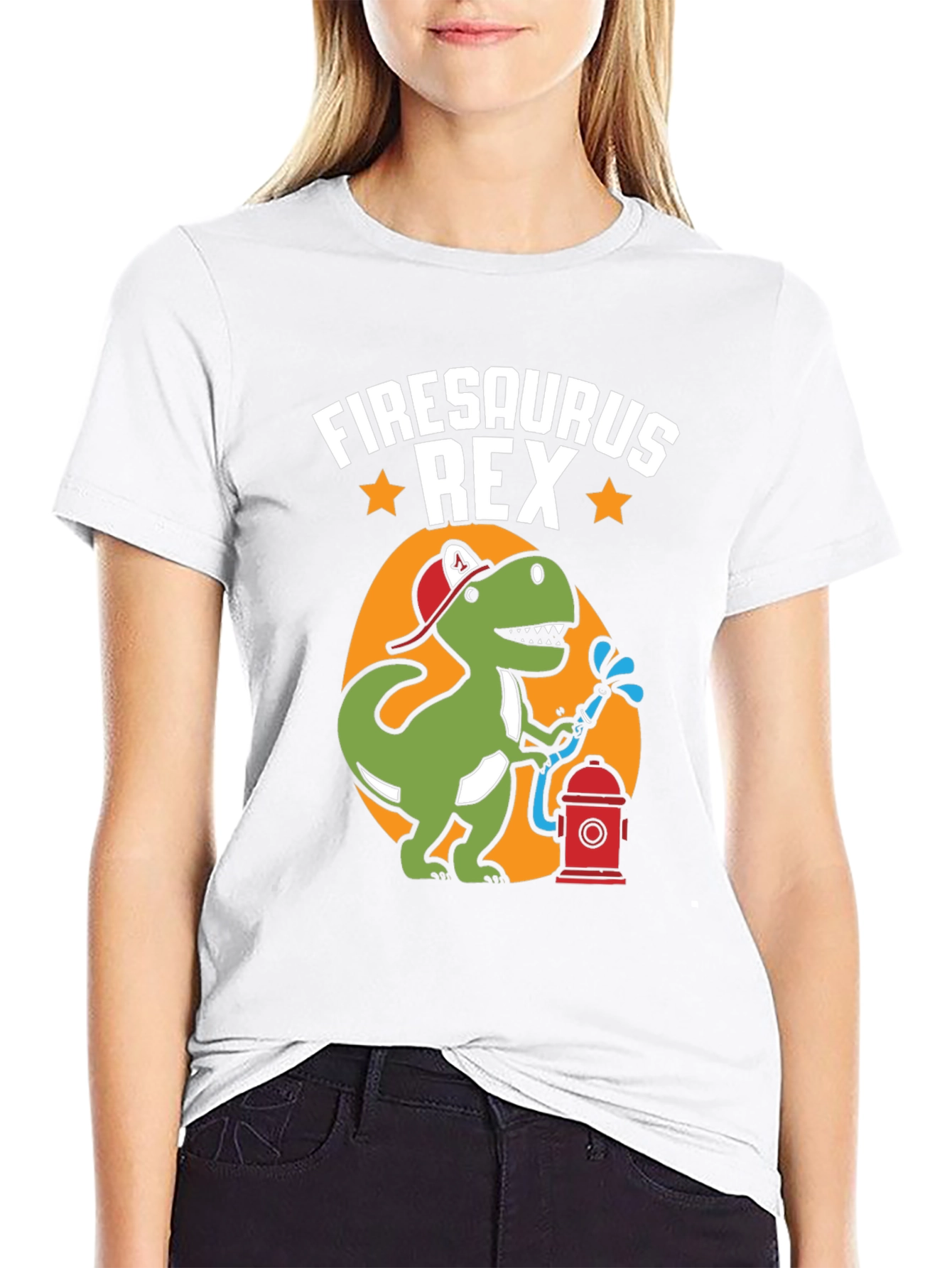 Firesaurus Rex Graphic Tee - Firefighter Dinosaur T-Shirt