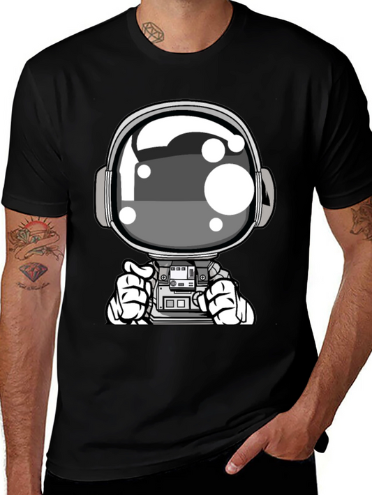 Cool Astronaut Graphic Tee - Black Casual T-Shirt