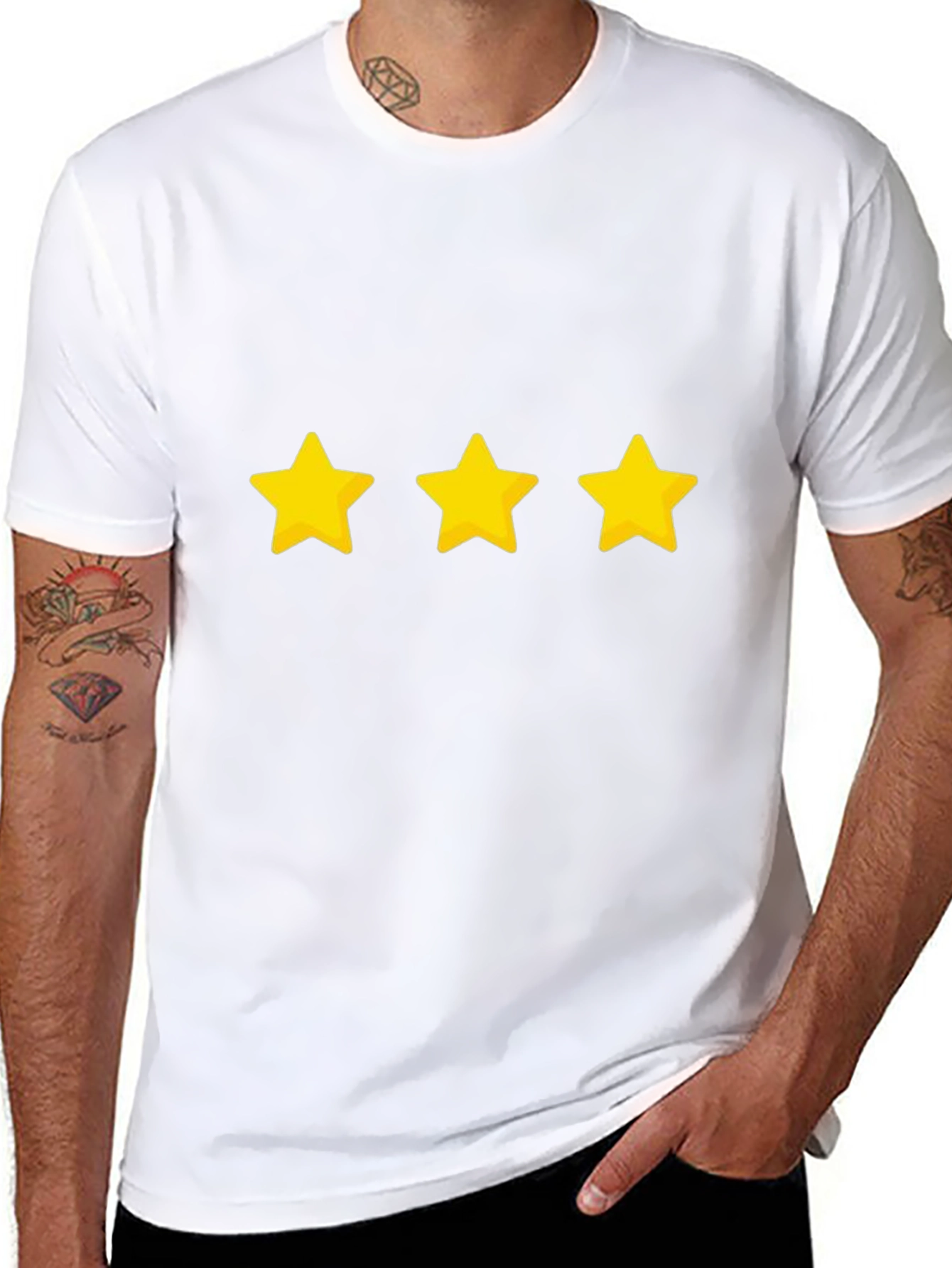 Three Star Graphic Black T-Shirt