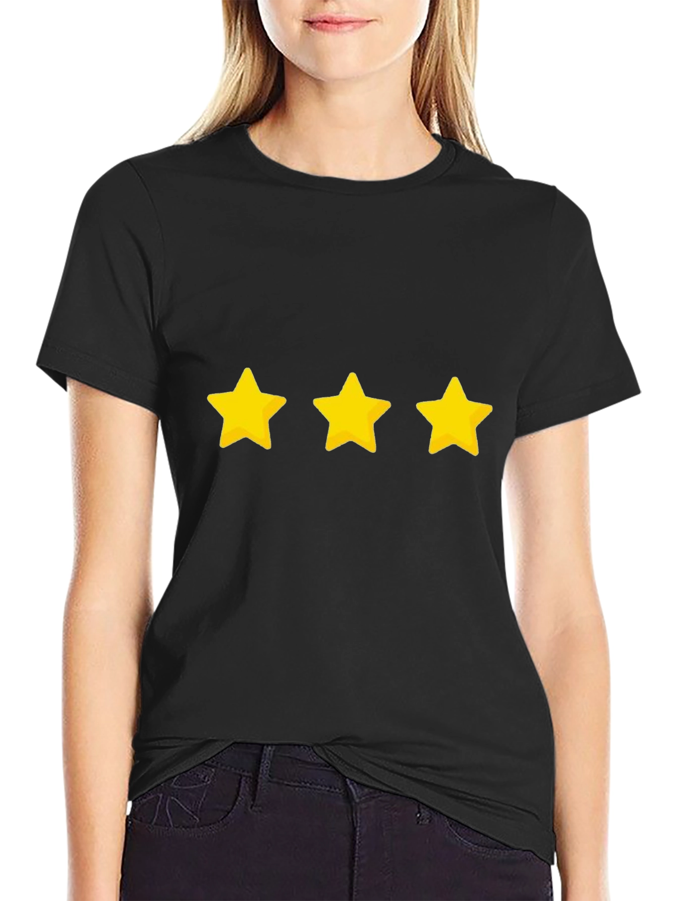 Three Star Graphic Black T-Shirt