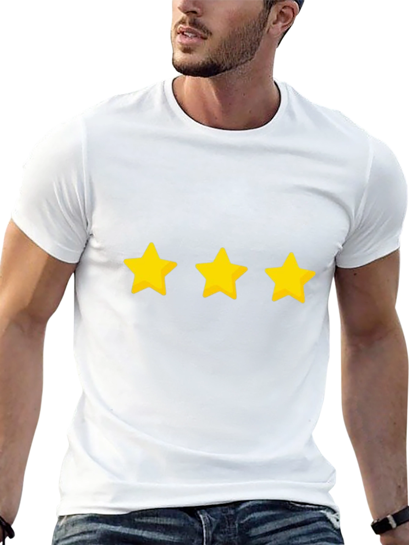 Three Star Graphic Black T-Shirt