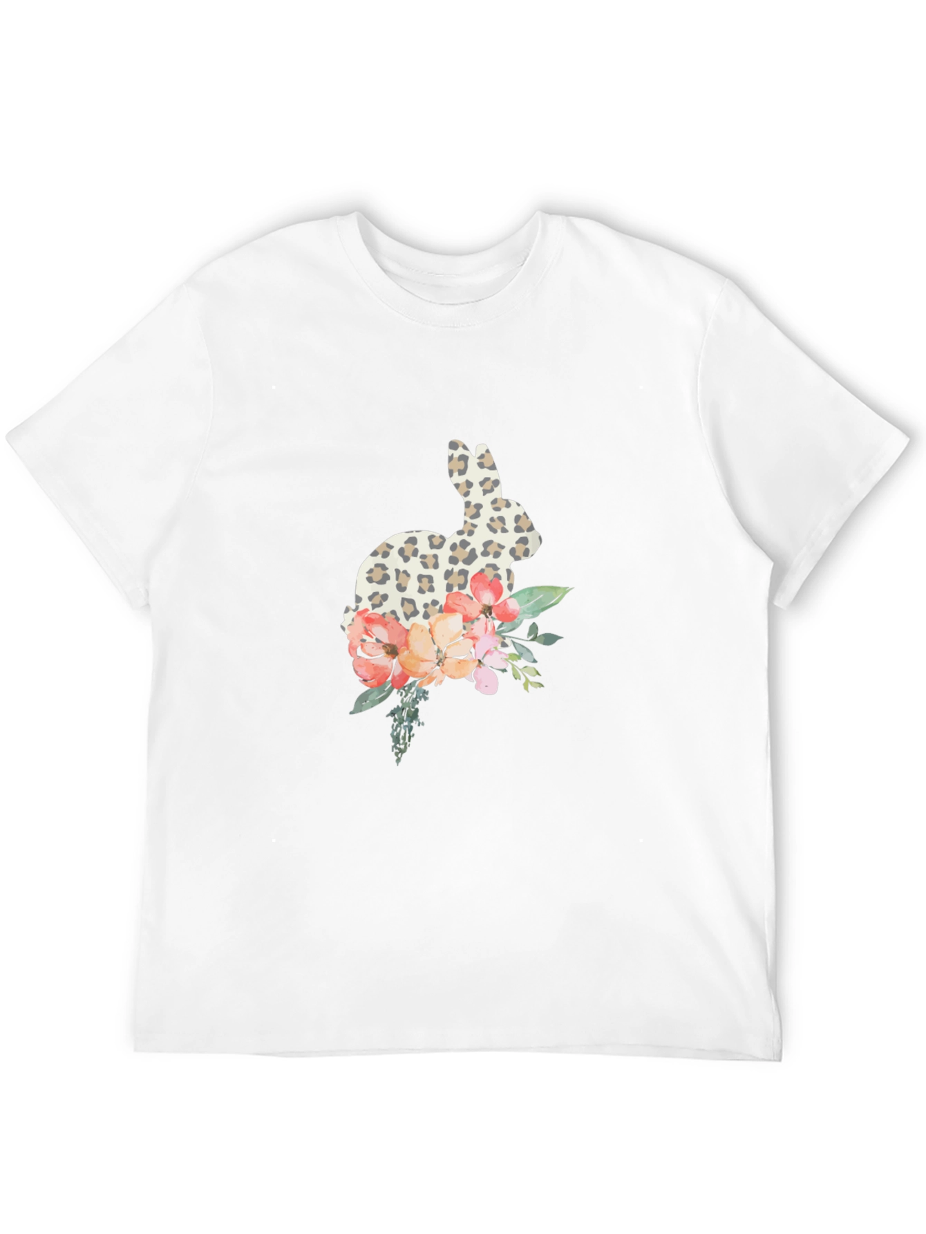 Leopard Print Bunny & Floral Graphic Tee