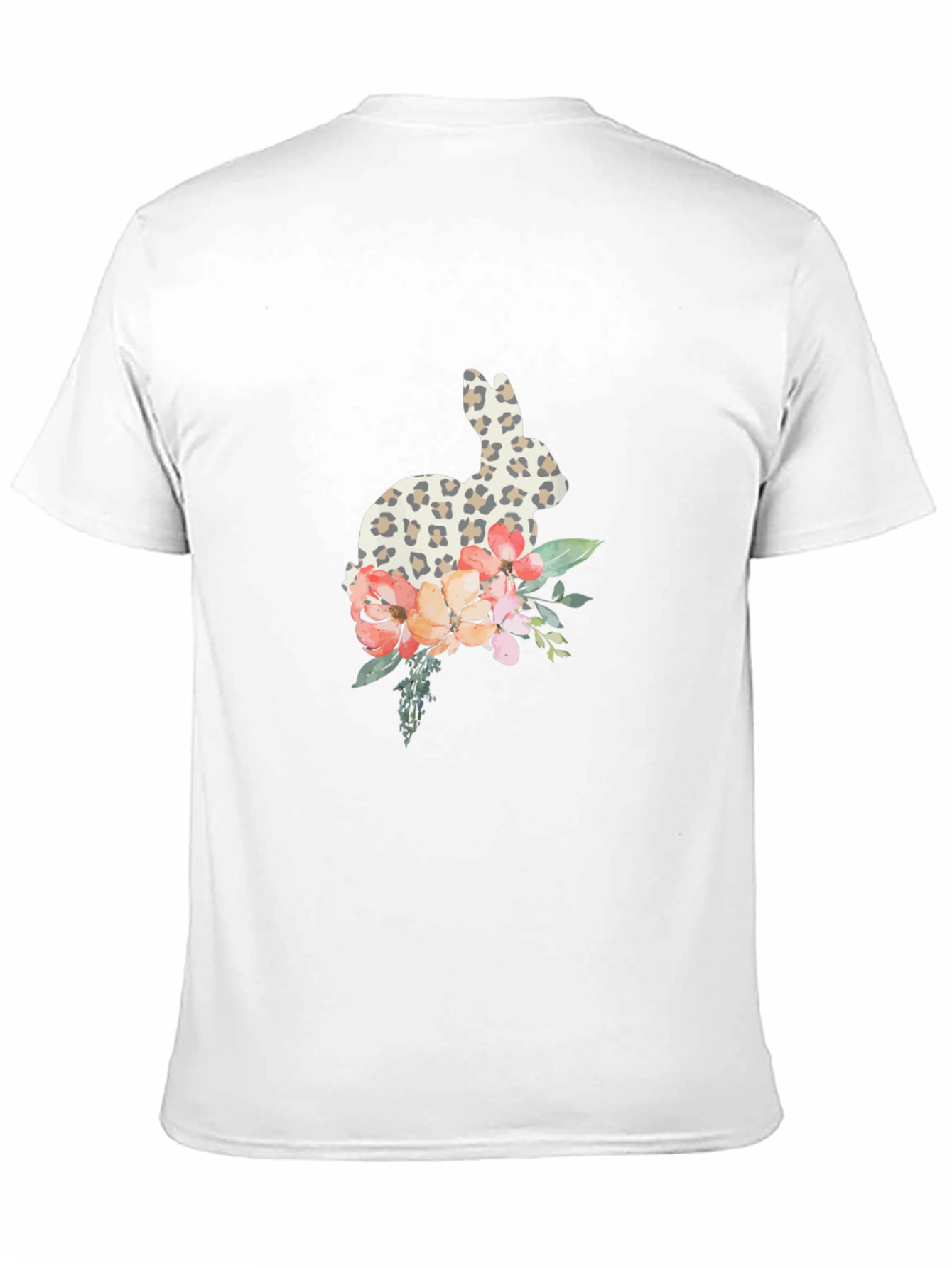 Leopard Print Bunny & Floral Graphic Tee