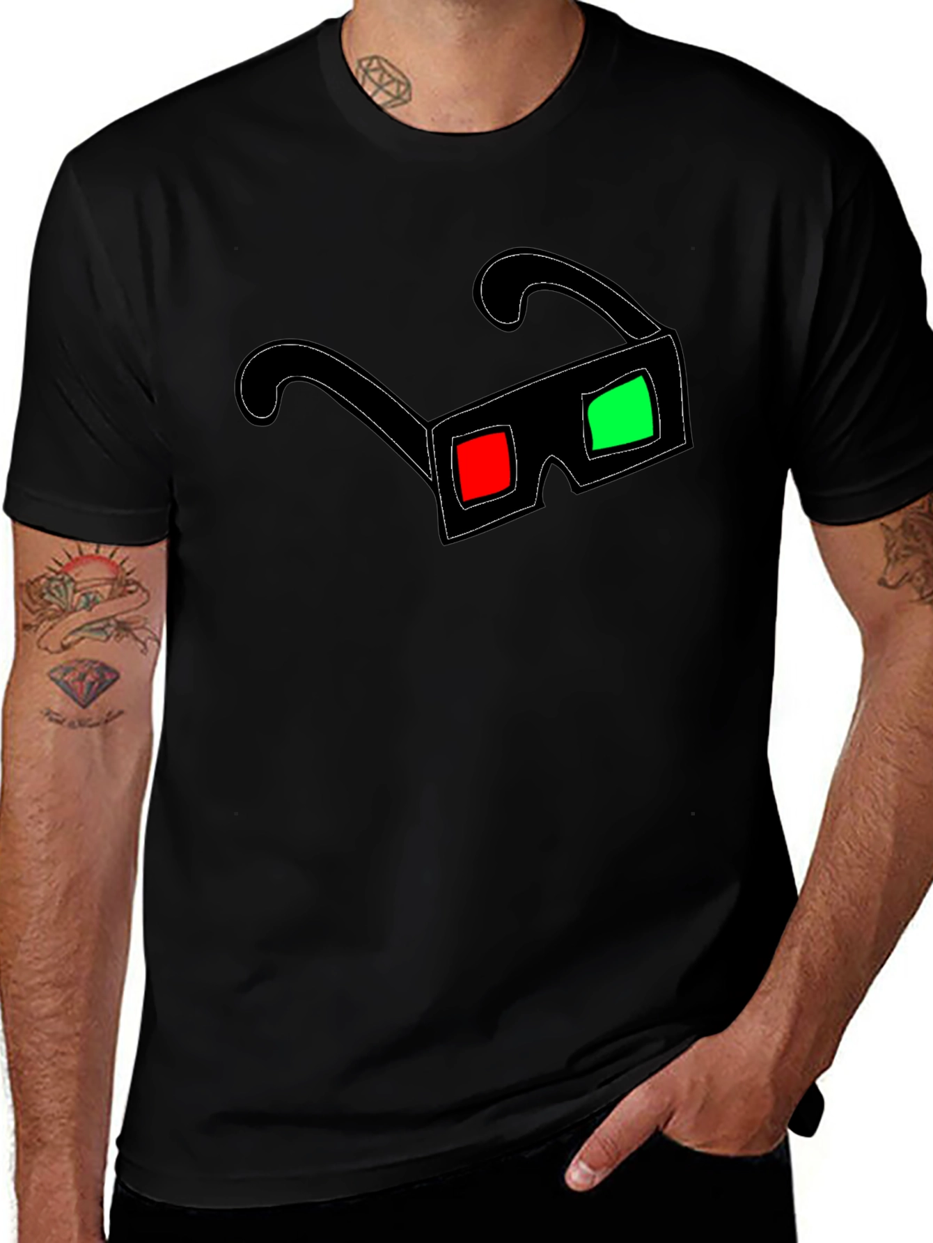3D Glasses Graphic T-Shirt - Anaglyph Style Tee