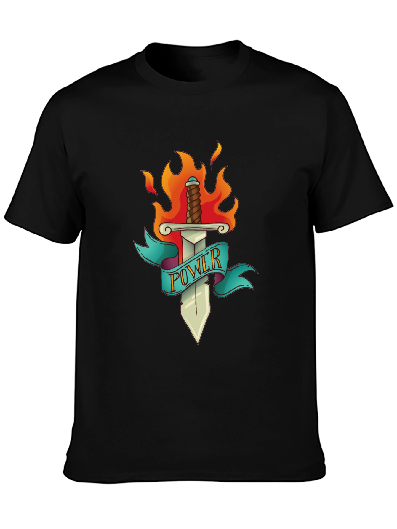 Power Sword T-Shirt - Flaming Blade Graphic Tee