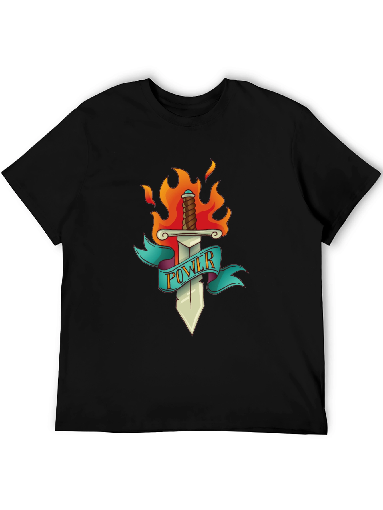 Power Sword T-Shirt - Flaming Blade Graphic Tee