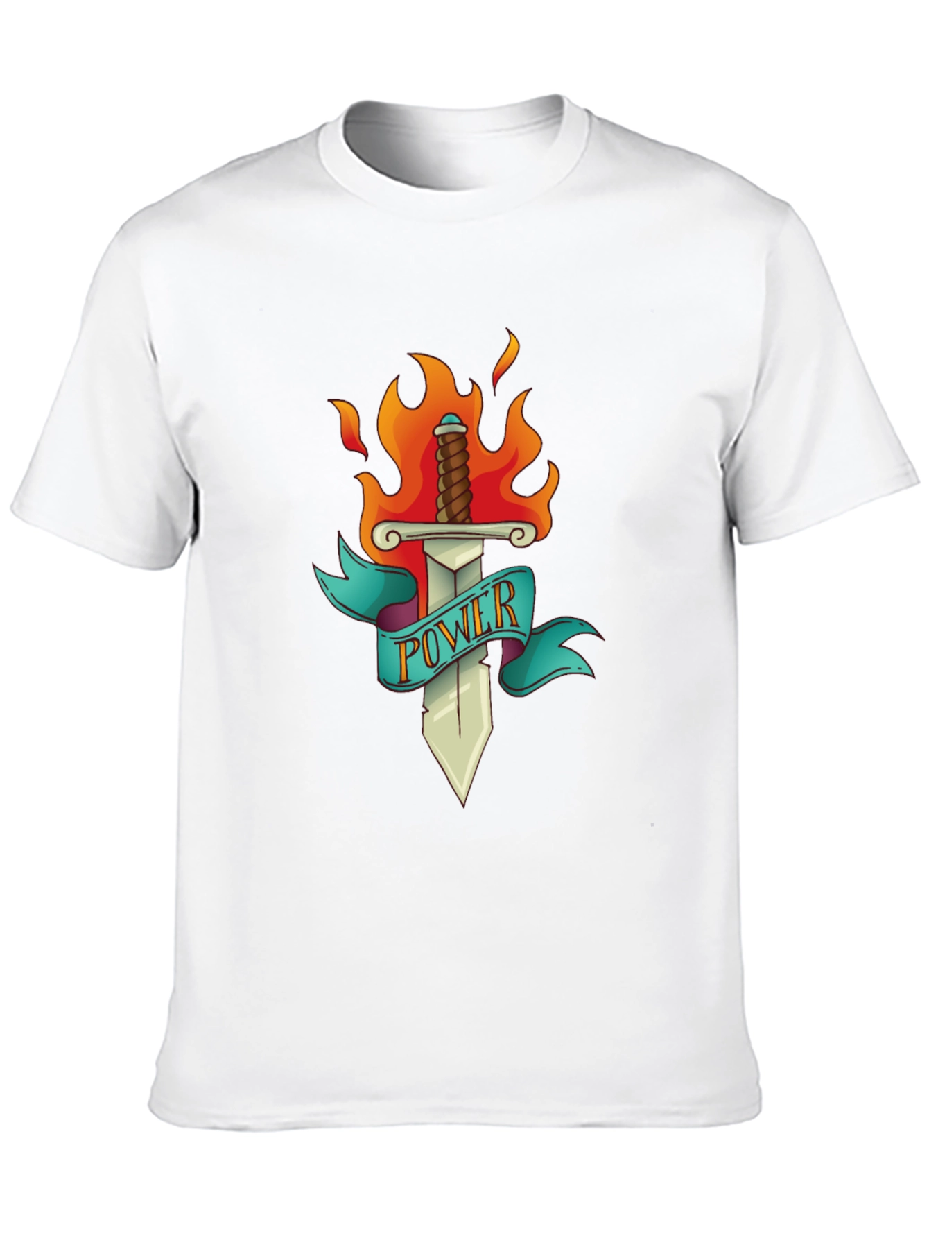 Power Sword T-Shirt - Flaming Blade Graphic Tee