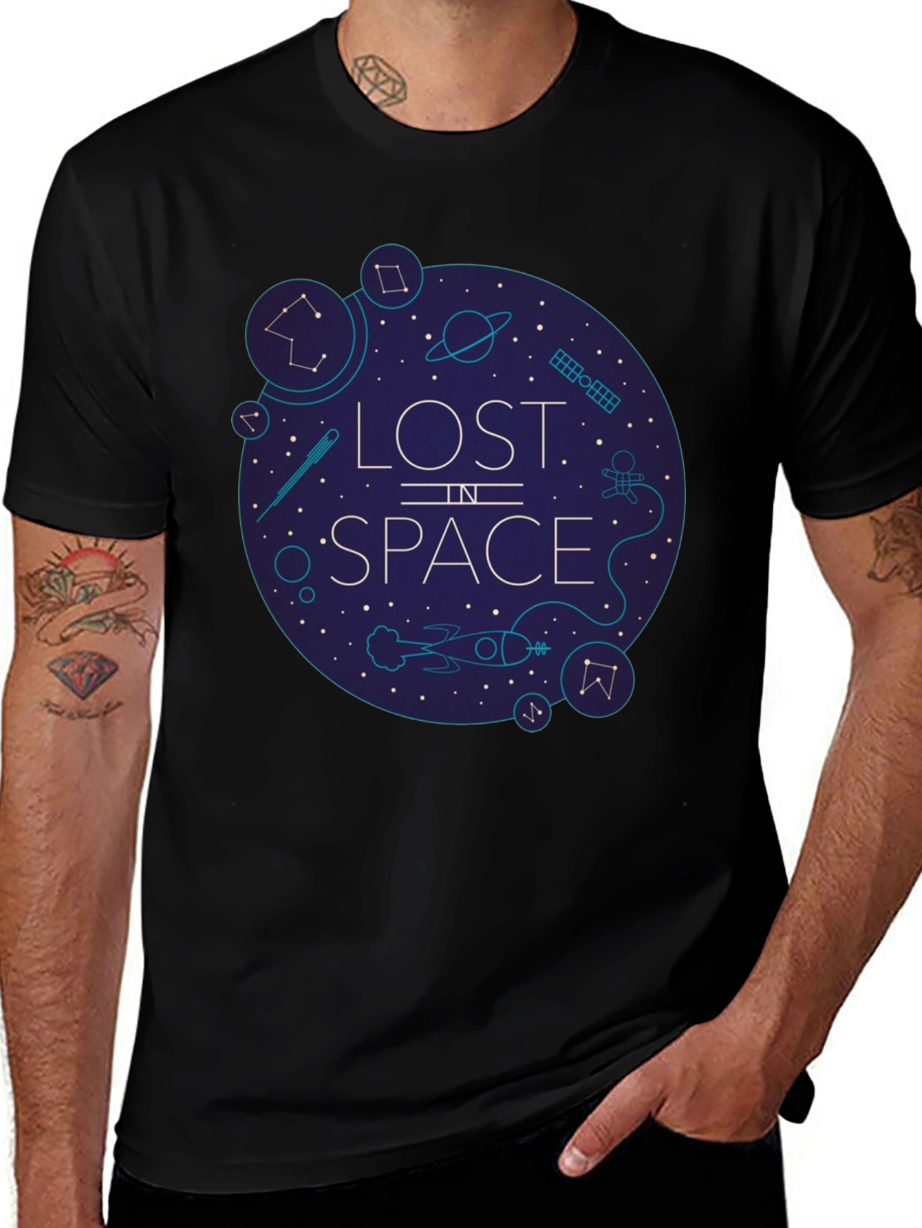 Lost in Space Graphic Tee - Black Cotton Blend